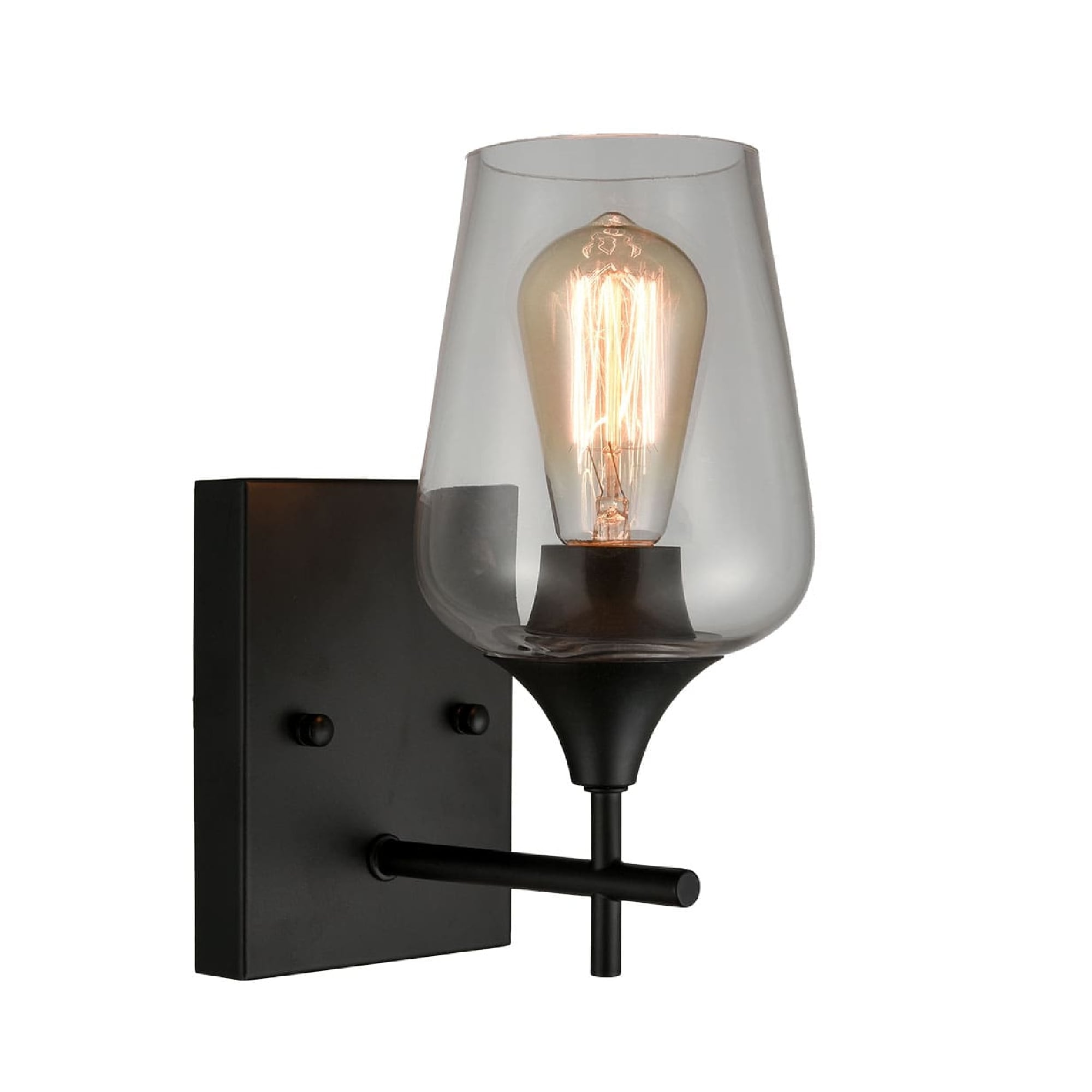 Matte Black Clear Glass Industrial Wall Sconce