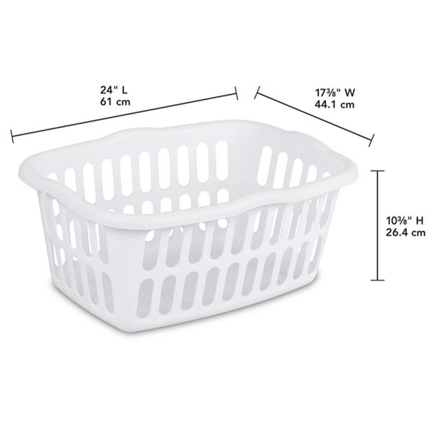 White Stackable Plastic Laundry Baskets, 12-Pack, 1.5 Bushel