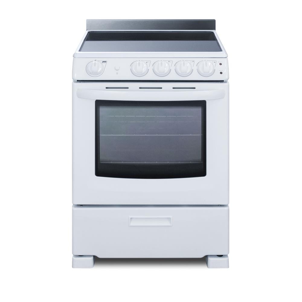 Summit Appliance White Pearl 24-in Glass Top 4 Elements 2.9-cu ft