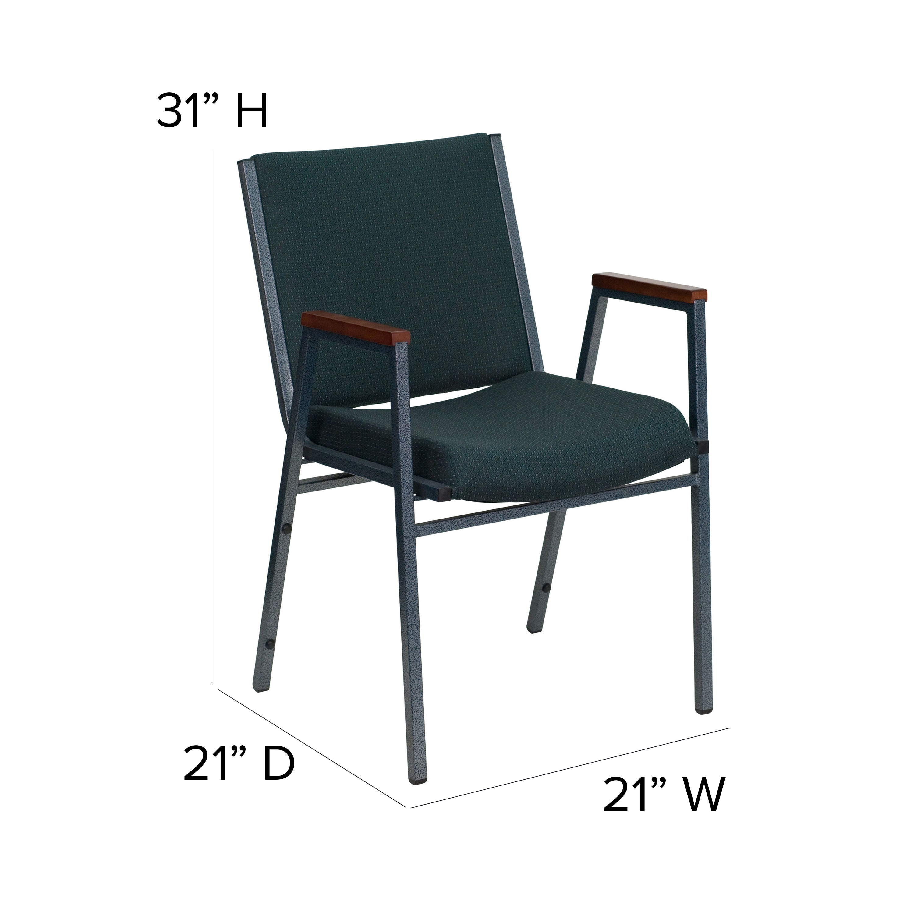 Hercules Series 31'' Green Patterned Fabric Stack Chair with Silver Steel Frame