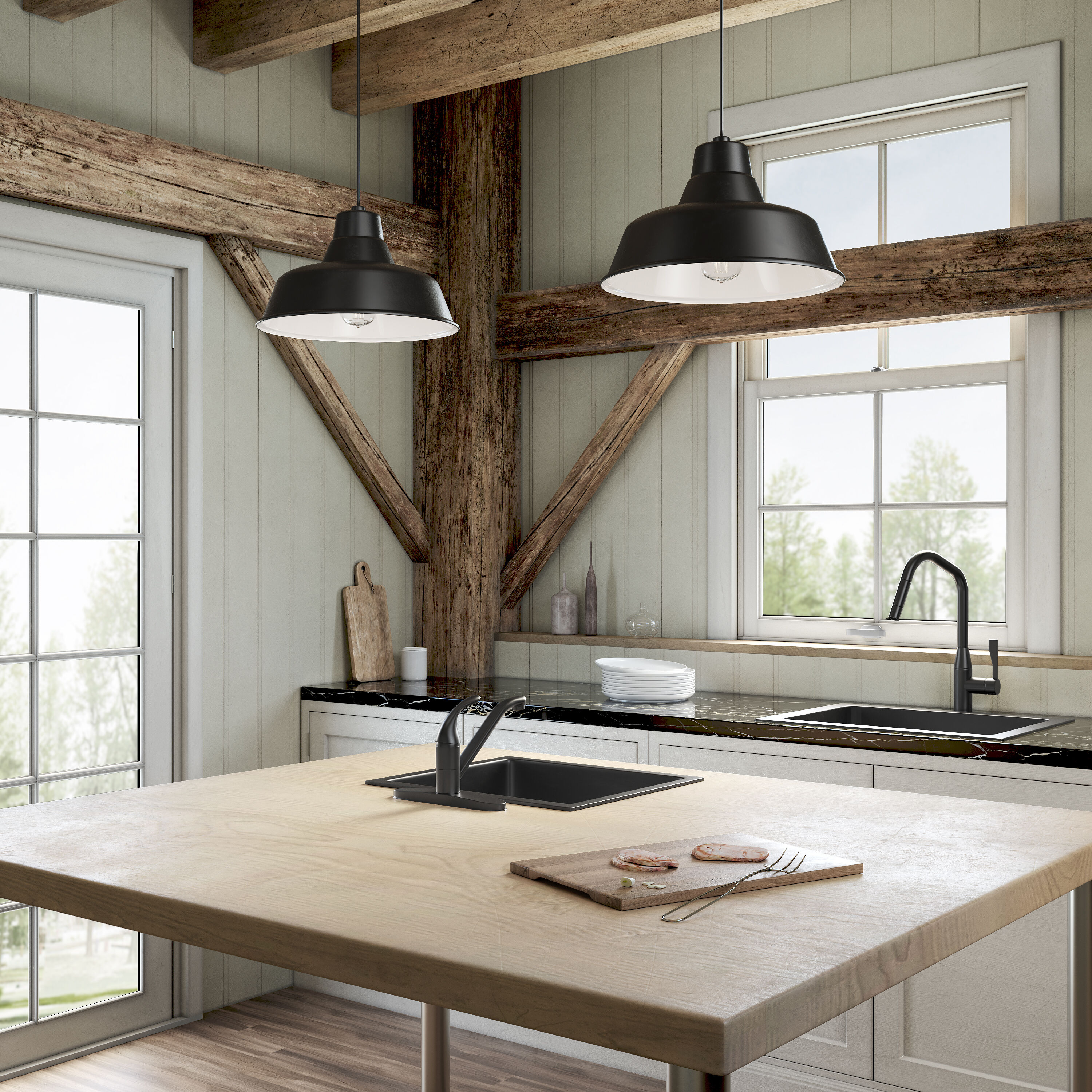 Millennium Lighting Jaycen 1 -Light Matte Black Modern/contemporary Bamboo Cylinder Medium Hanging Pendant Light