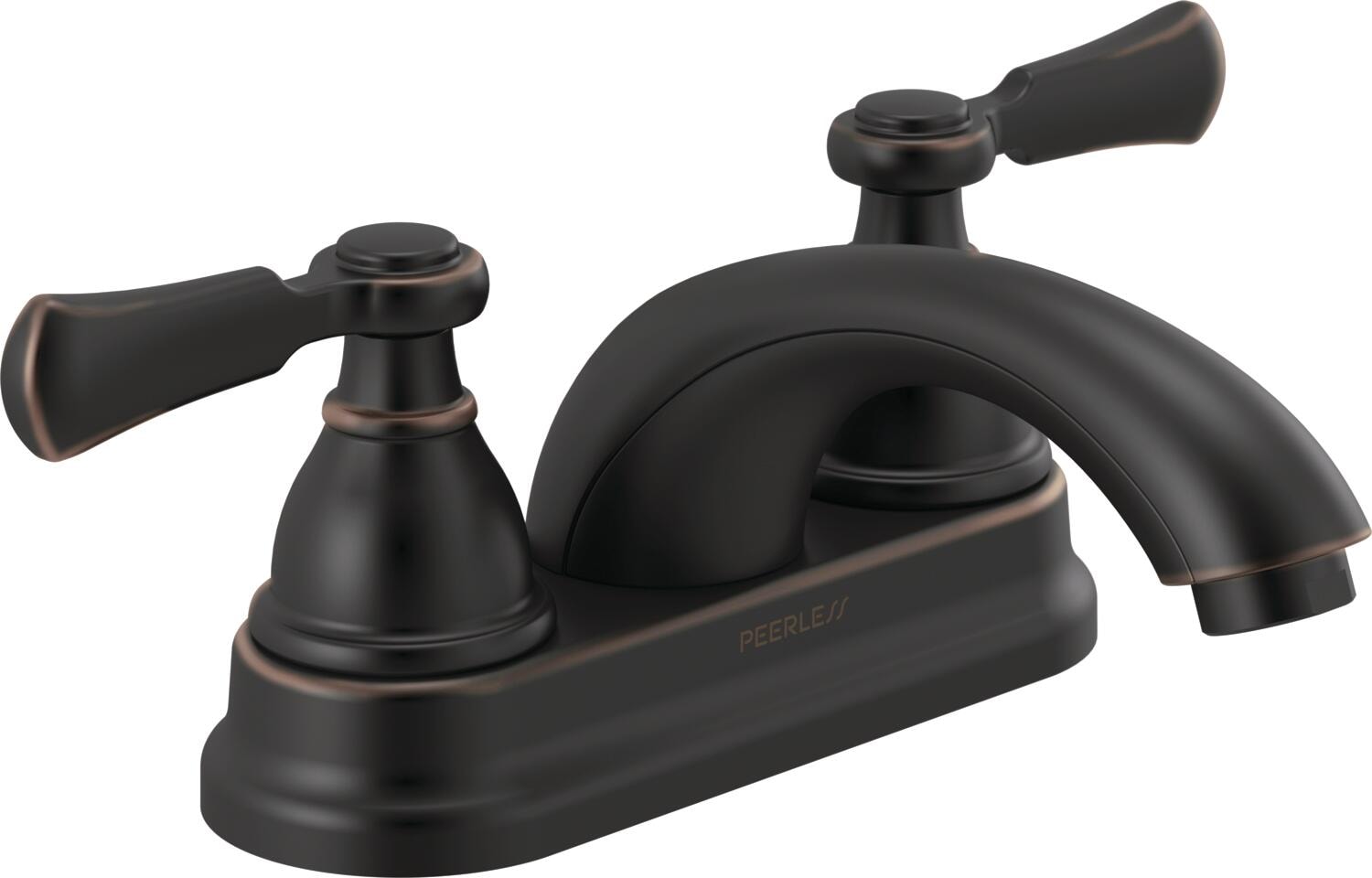 Peerless P2465LF-OB Elmhurst Oil Rubbed Bronze 4-in centerset 2-handle WaterSense Mid-arc Residential Handle Bathroom Sink Faucet with Drain