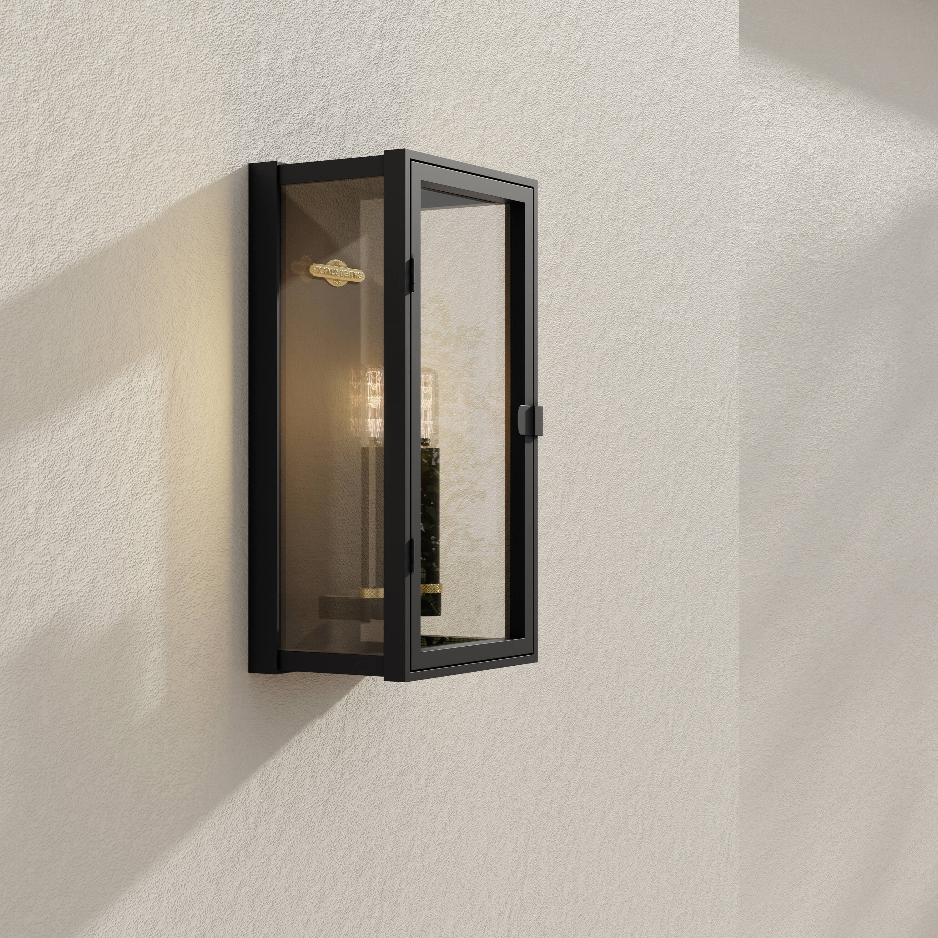 Textured Black 2-Light Outdoor Wall Lantern with Clear Glass