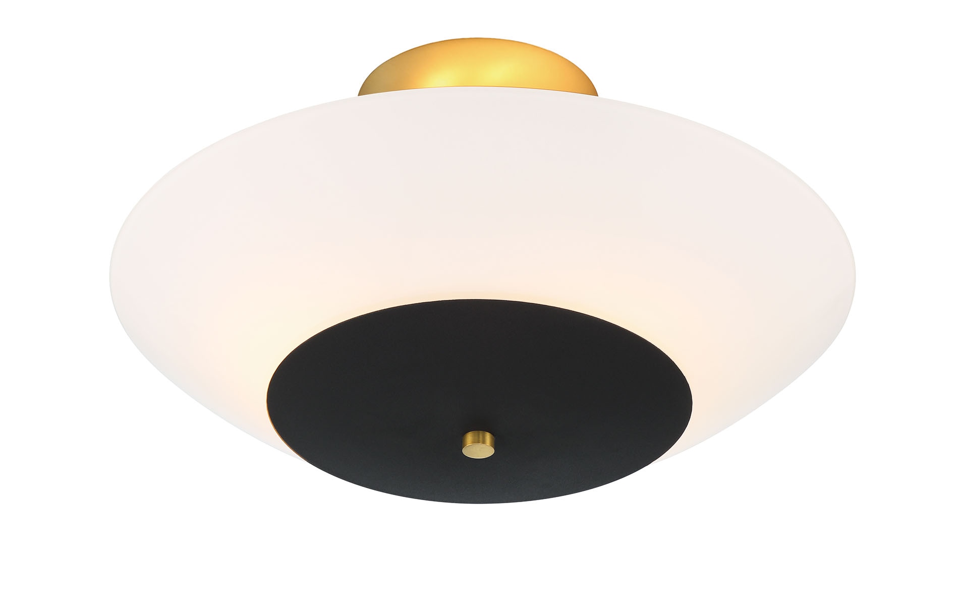 Sand Coal and Soft Brass 19" Glass Bowl Ceiling Fixture