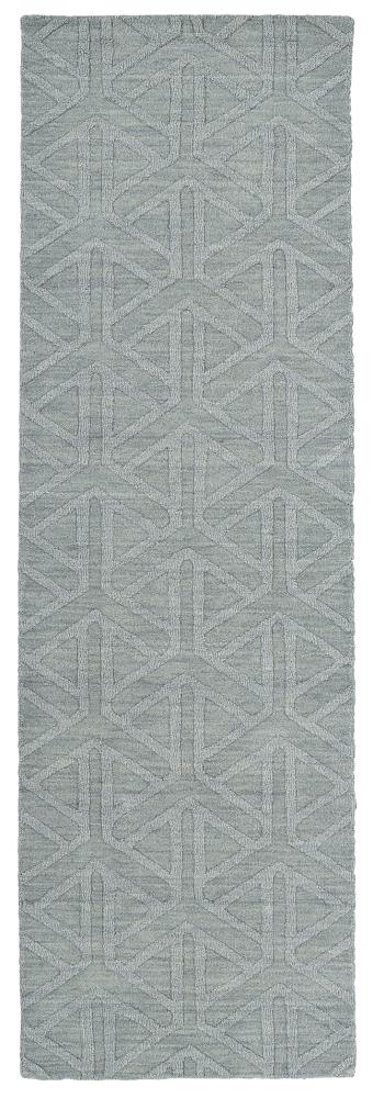 Kaleen IPM08-79-268 Imprints Modern 3 X 8 (ft) Wool Lt. Blue Indoor Trellis Moroccan Runner Rug