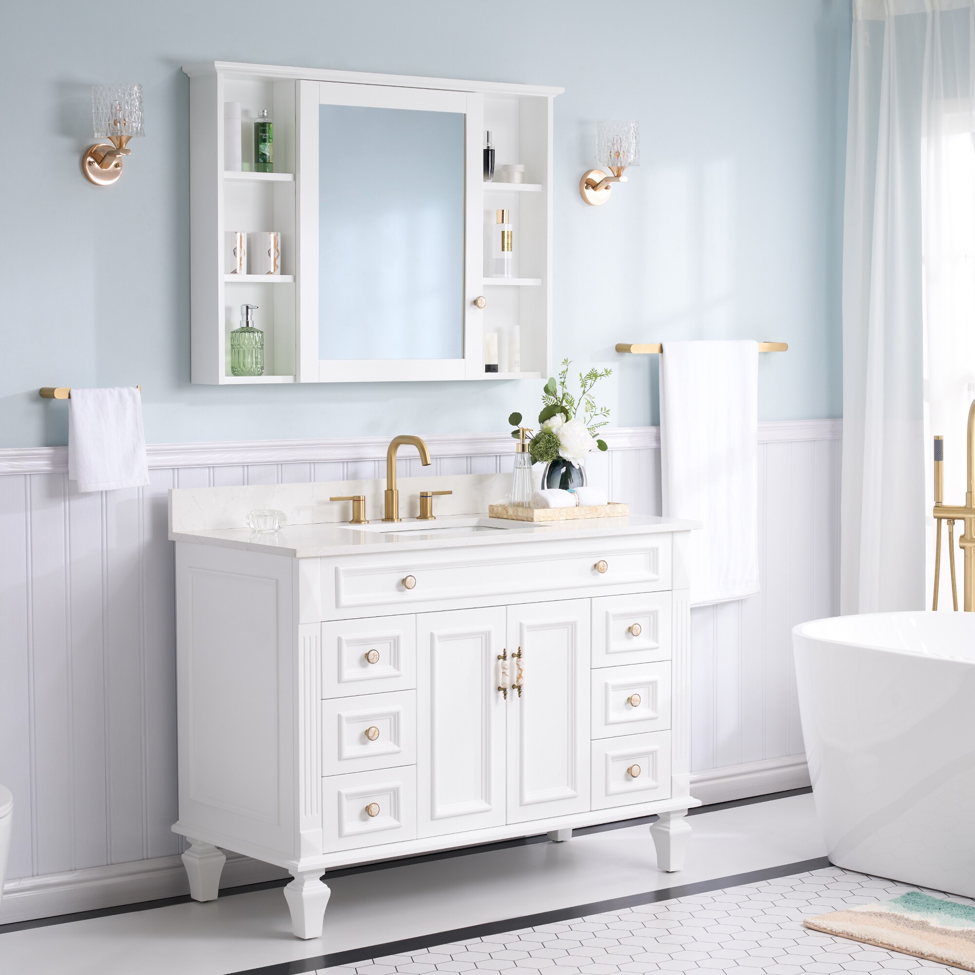 WELLFOR MED42YS1WT Bathroom-Medicine-Cabinets - View #3