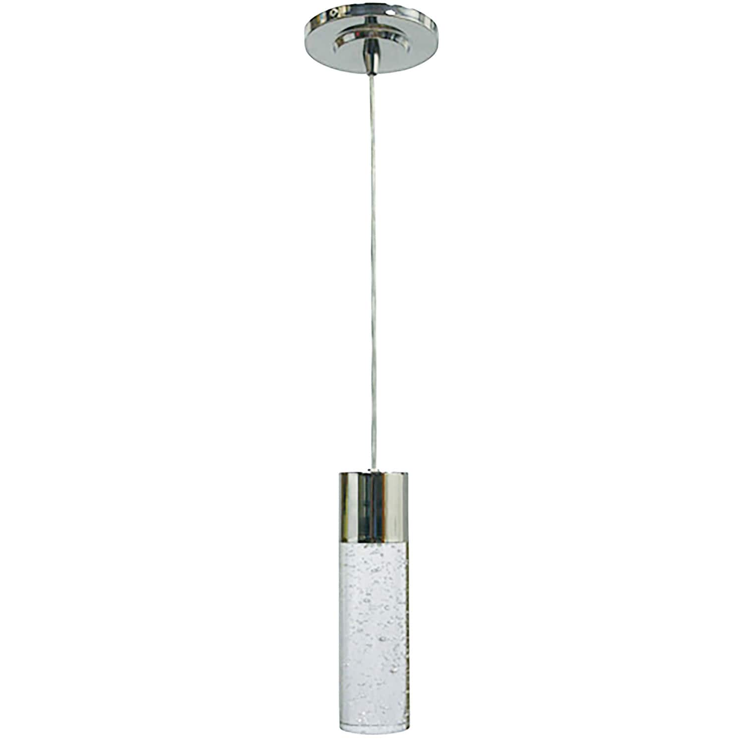 Origin 21 Dunwynn Polished Nickel Modern/Contemporary Seeded Glass Cylinder  LED Mini Hanging Pendant Light in the Pendant Lighting department at