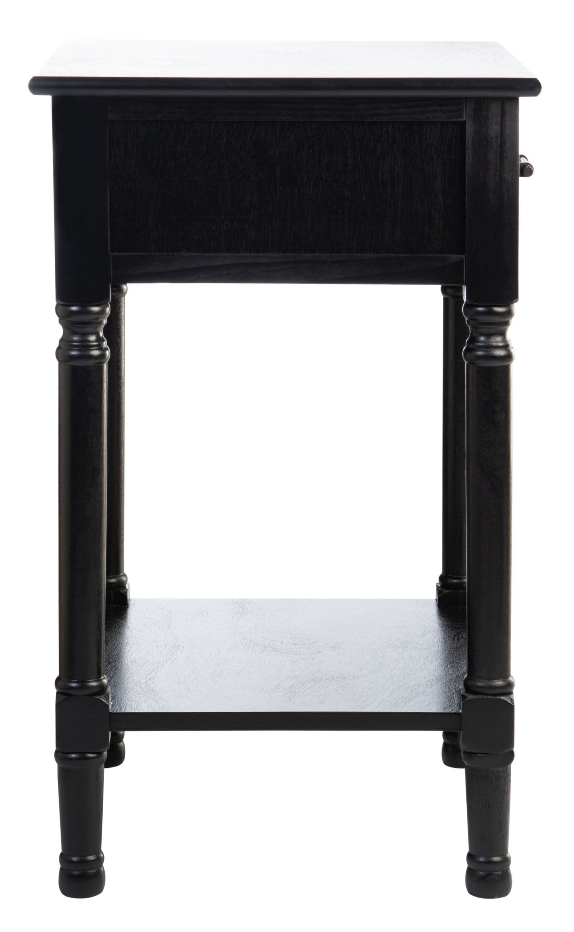 Peyton Black Wood Rectangular Storage End Table with Herringbone Pattern