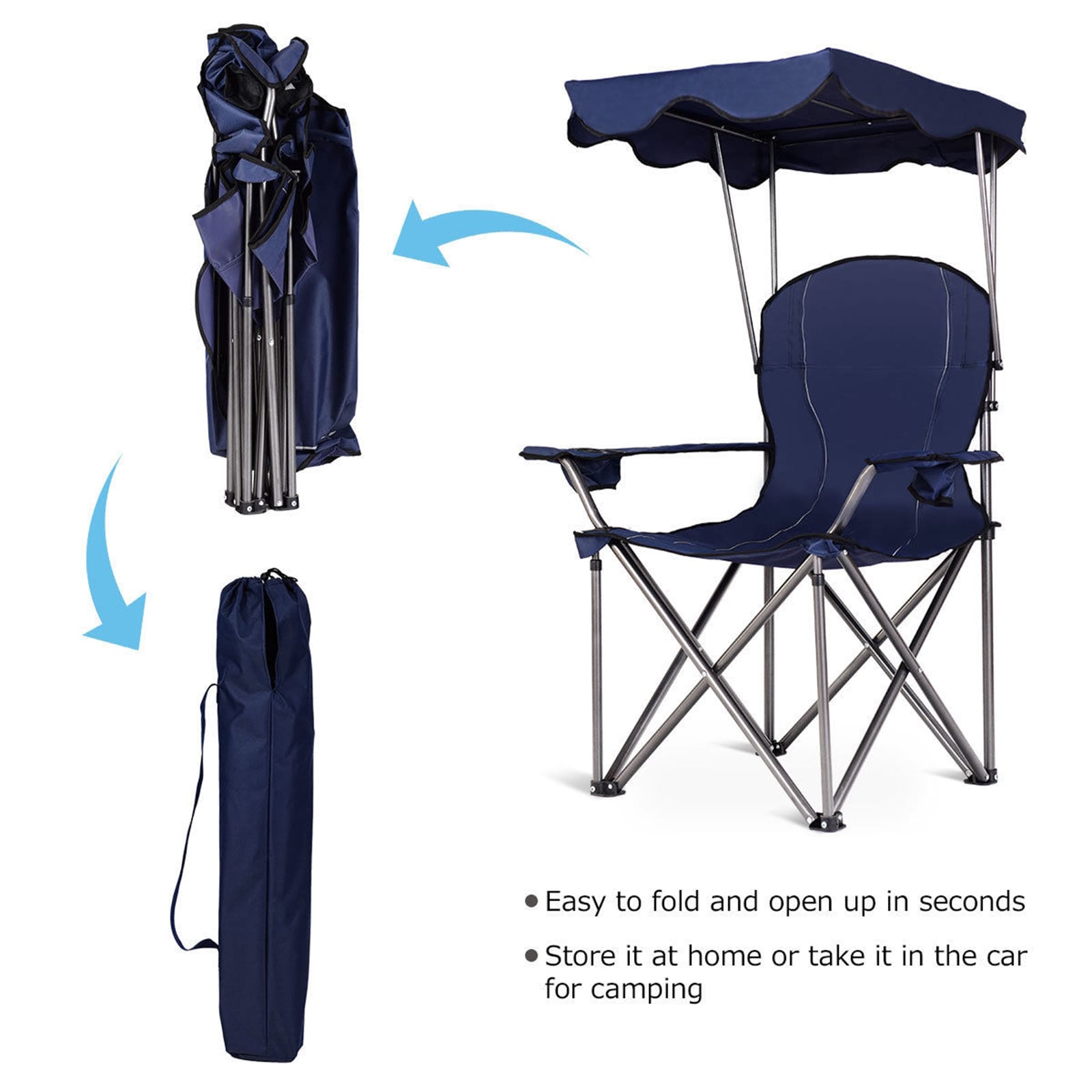 WELLFOR DOJ3640BL Beach-Camping-Chairs - View #3