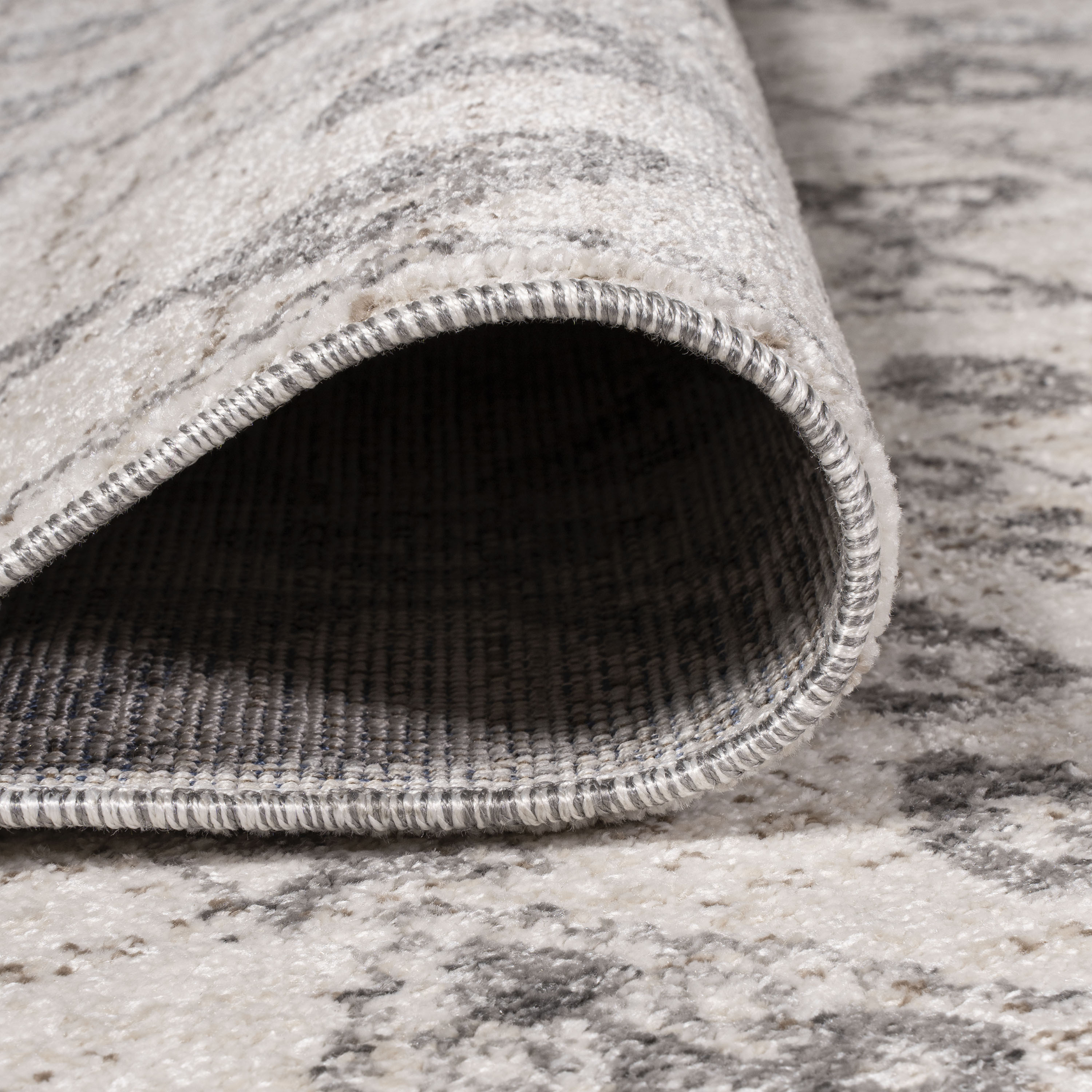 Gray Geometric Synthetic Reversible Area Rug 2' x 10'