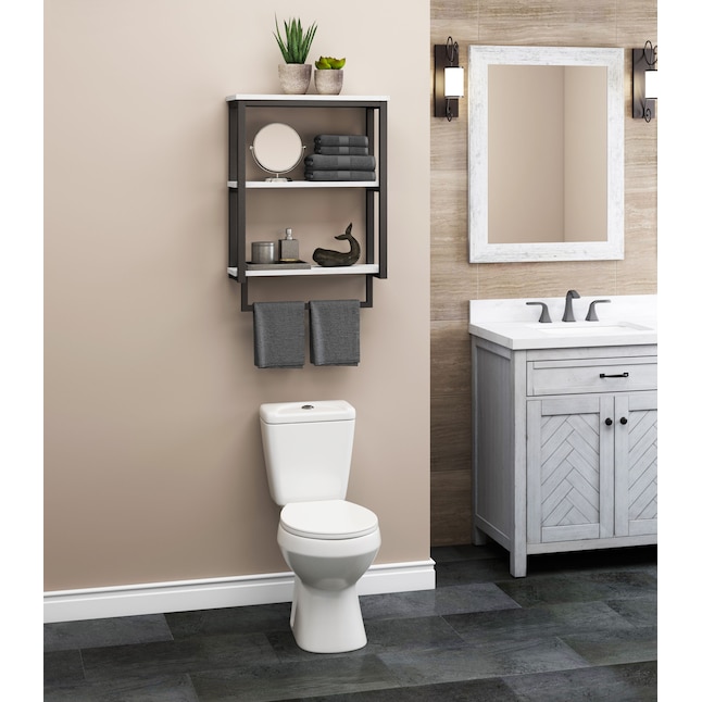Style Selections Matte Black 2-Tier Composite Wall Mount Bathroom Shelf