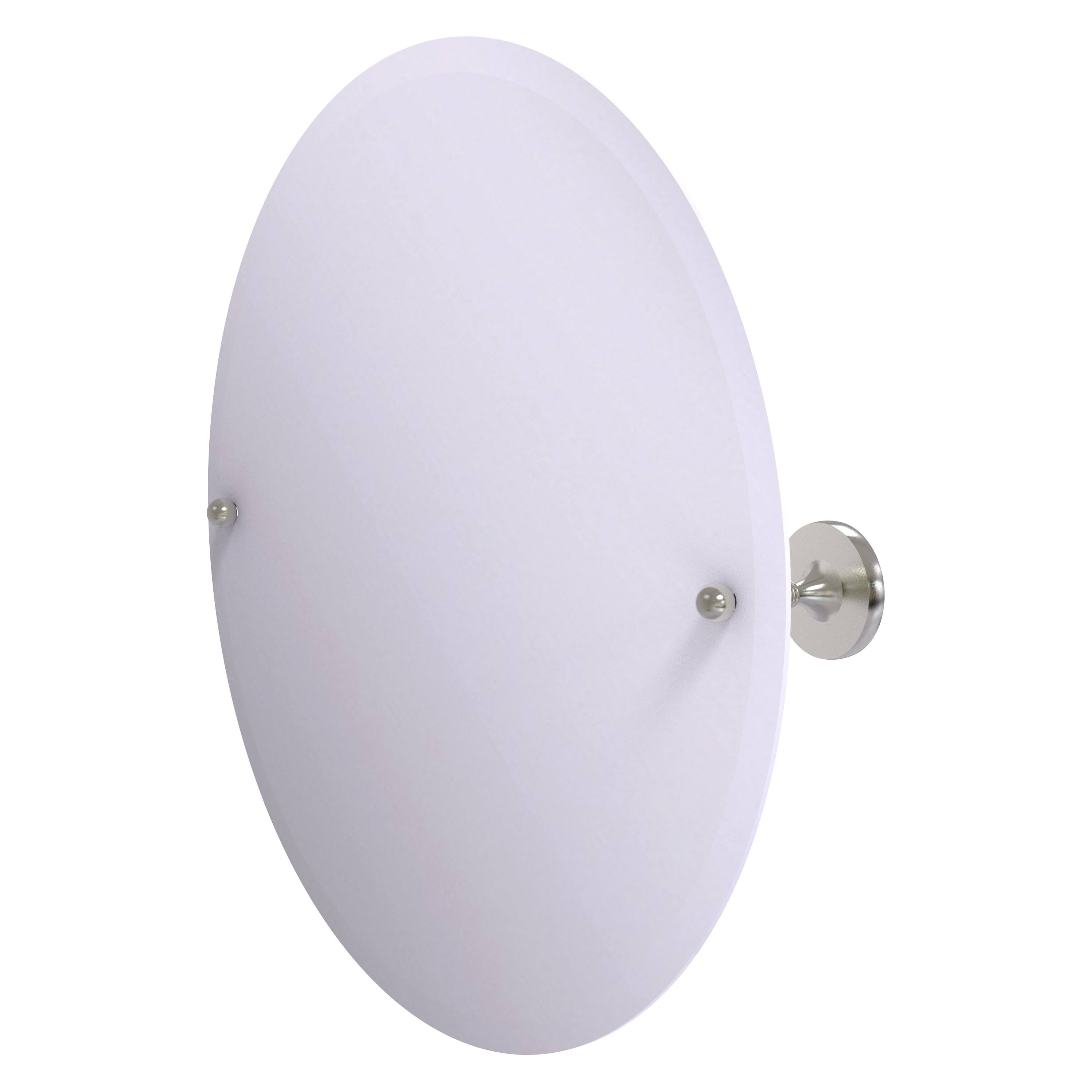 Allied Brass SL-90-SN Shadwell 22-Inches x 3.4-Inches Beveled Frameless Round Tilting Bathroom Vanity Mirror ( Satin Nickel )