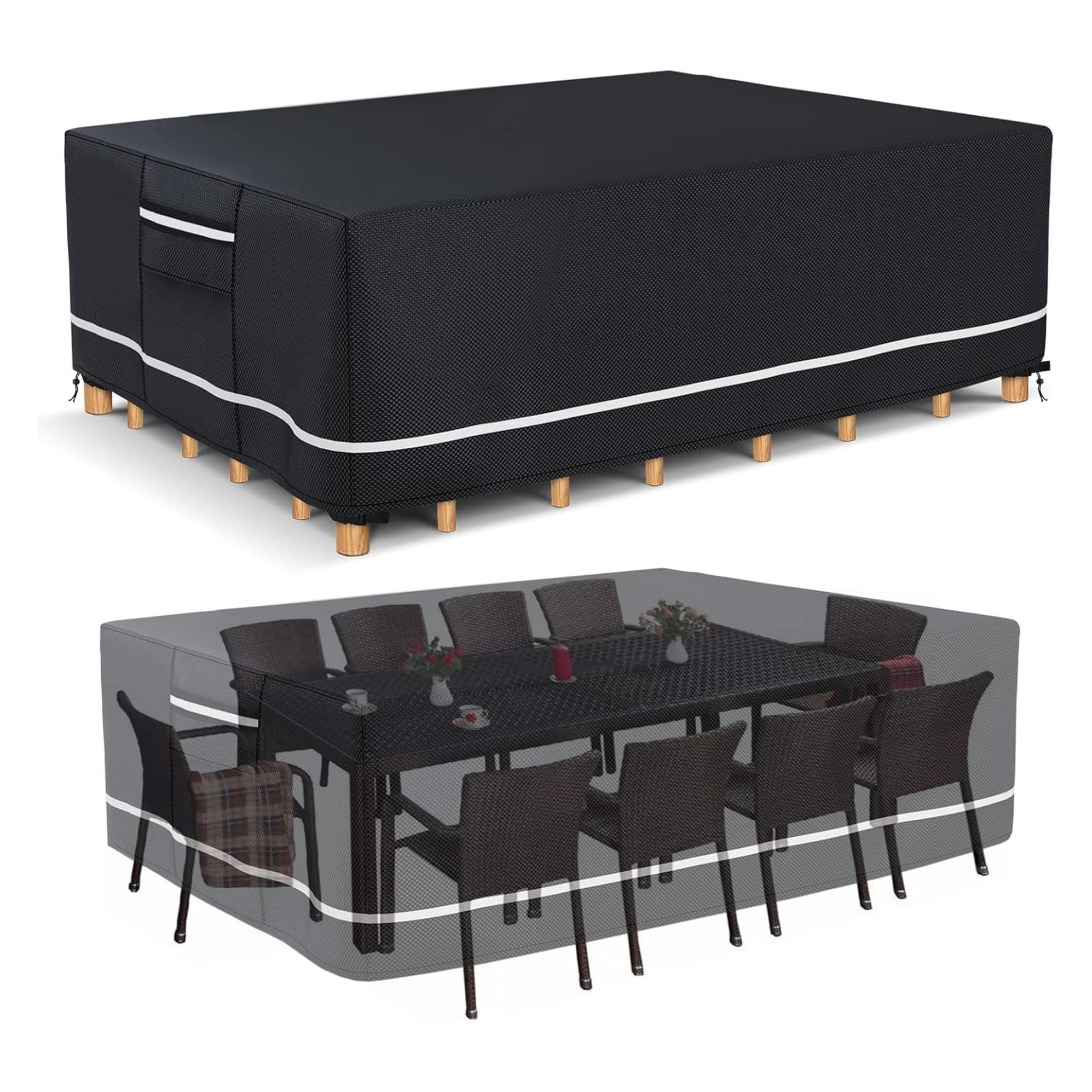 Gasadar Black Polyester Patio Furniture Cover For Sectional furniture set