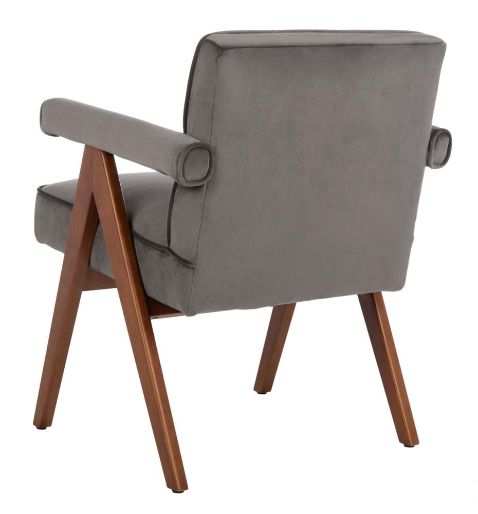 Safavieh Suri Modern Dark Gray Velvet/Walnut Velvet Accent Chair At ...