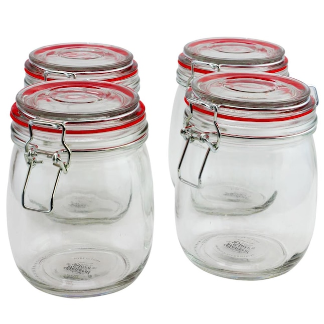 Red Small Glass Jar With Lid 8oz Decorative Storage 