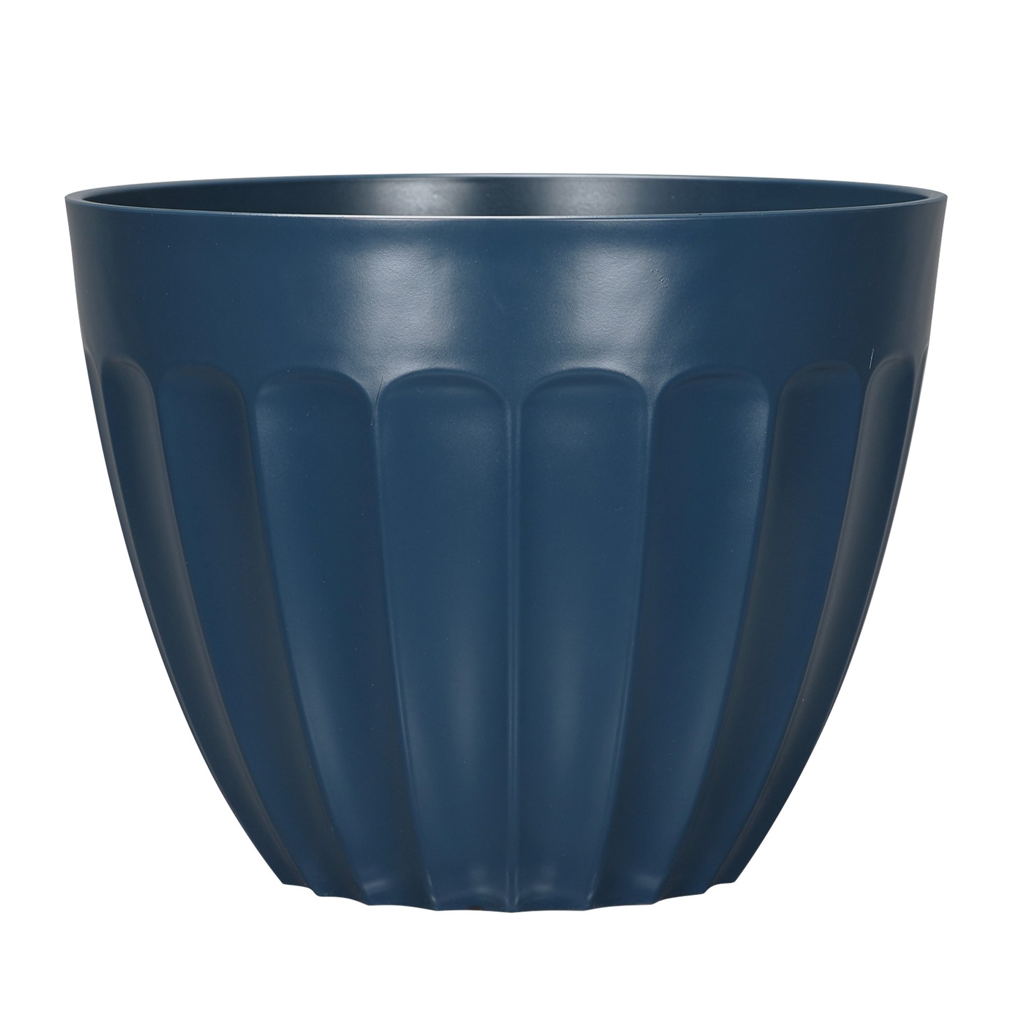 allen + roth PLJ9716PBJ Round 15.16-in W Large Blue Recycled plastic Contemporary/Modern Indoor/Outdoor Planter with Drainage Holes