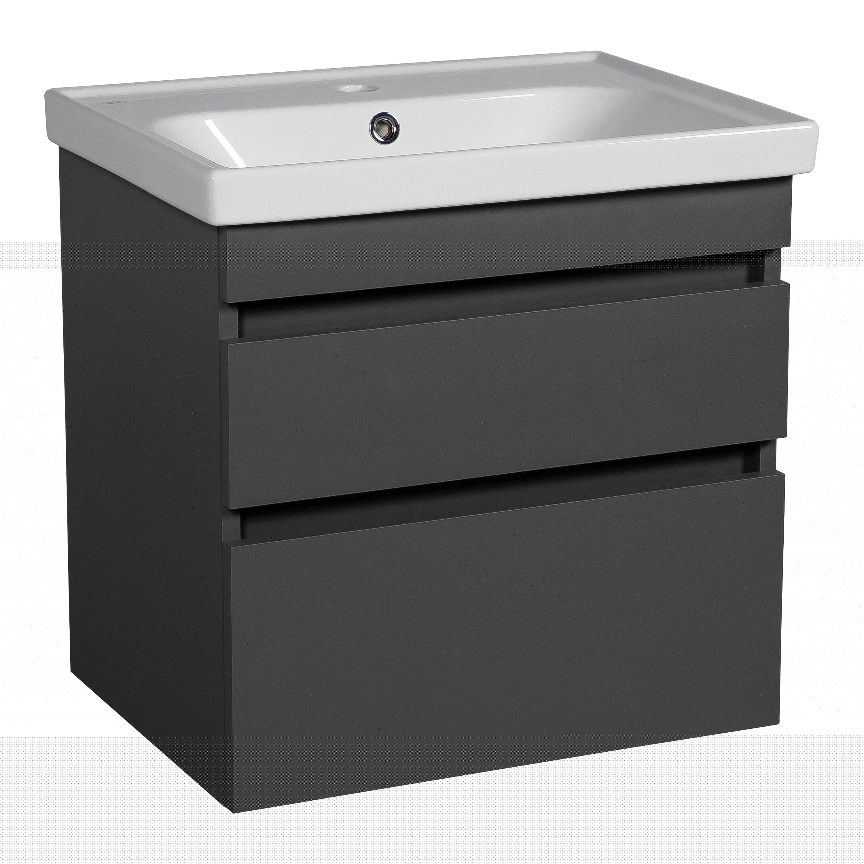 Bath Oasis Modern Wall-Mounted Bathroom Vanity with Washbasin - Niagara Gray Matte Collection with Side Vanity Cabinet - Non-Toxic Fire-Resistant MDF-36 (24+12)-Simple Collection 32