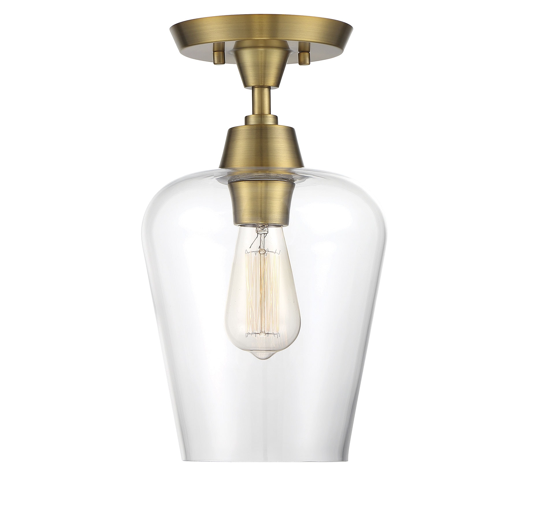  LW-SH634927 1-Light 6-in Warm Brass Semi-Flush mount light