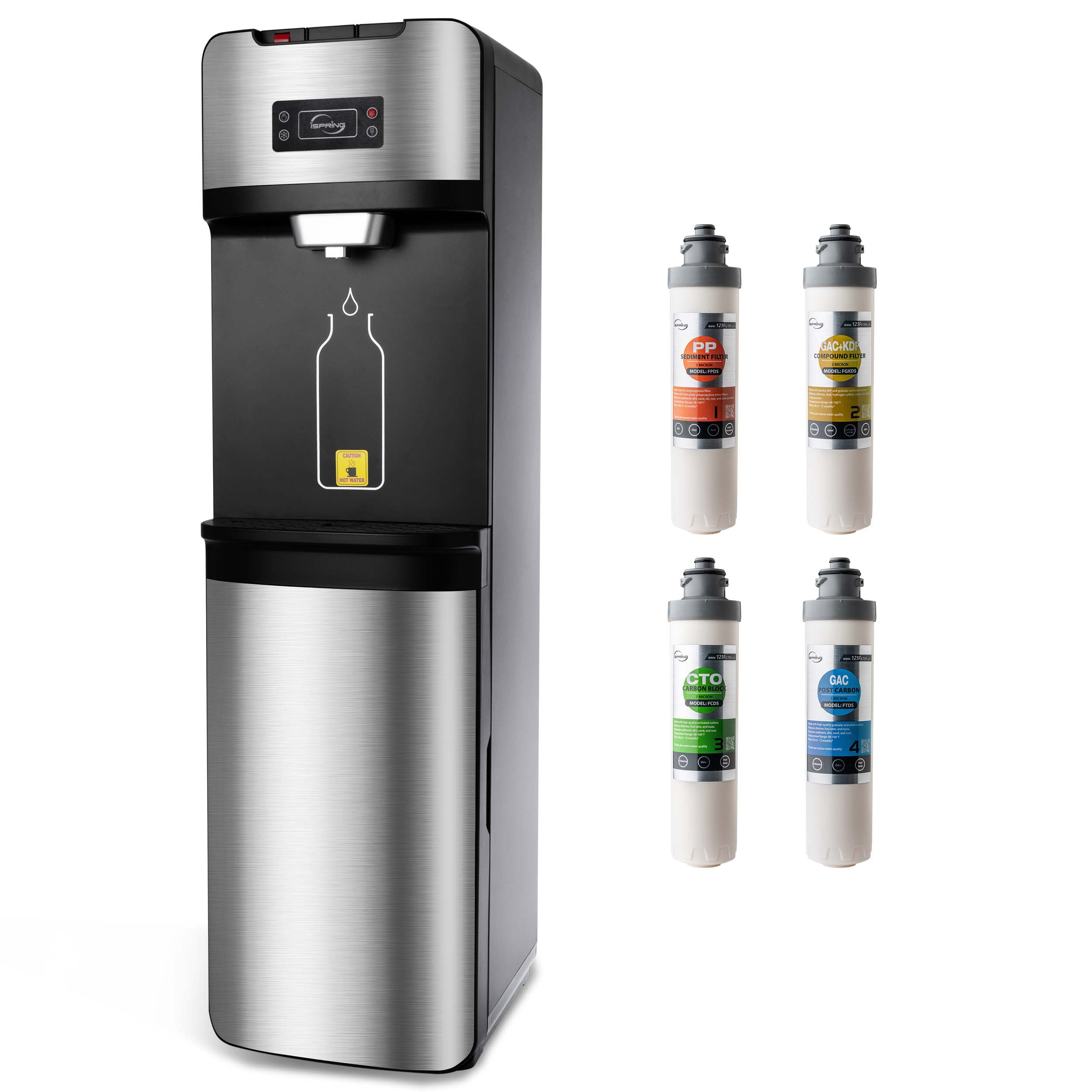 iSpring Freestanding Built-In Water Filter Hot and Cold Water Dispenser