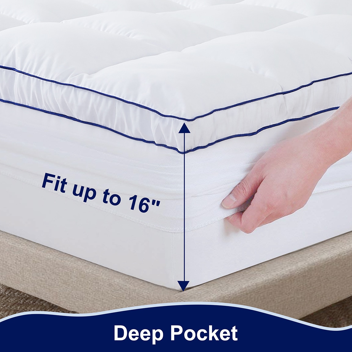 Capri Comfortable Sleep Mattress Pad - Cotton Top - Deep Pockets -  Hypoallergenic