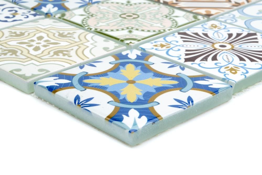 House Of Mosaics Geo Moroccan Multi 12-in X 12-in Glossy Glass Wall 