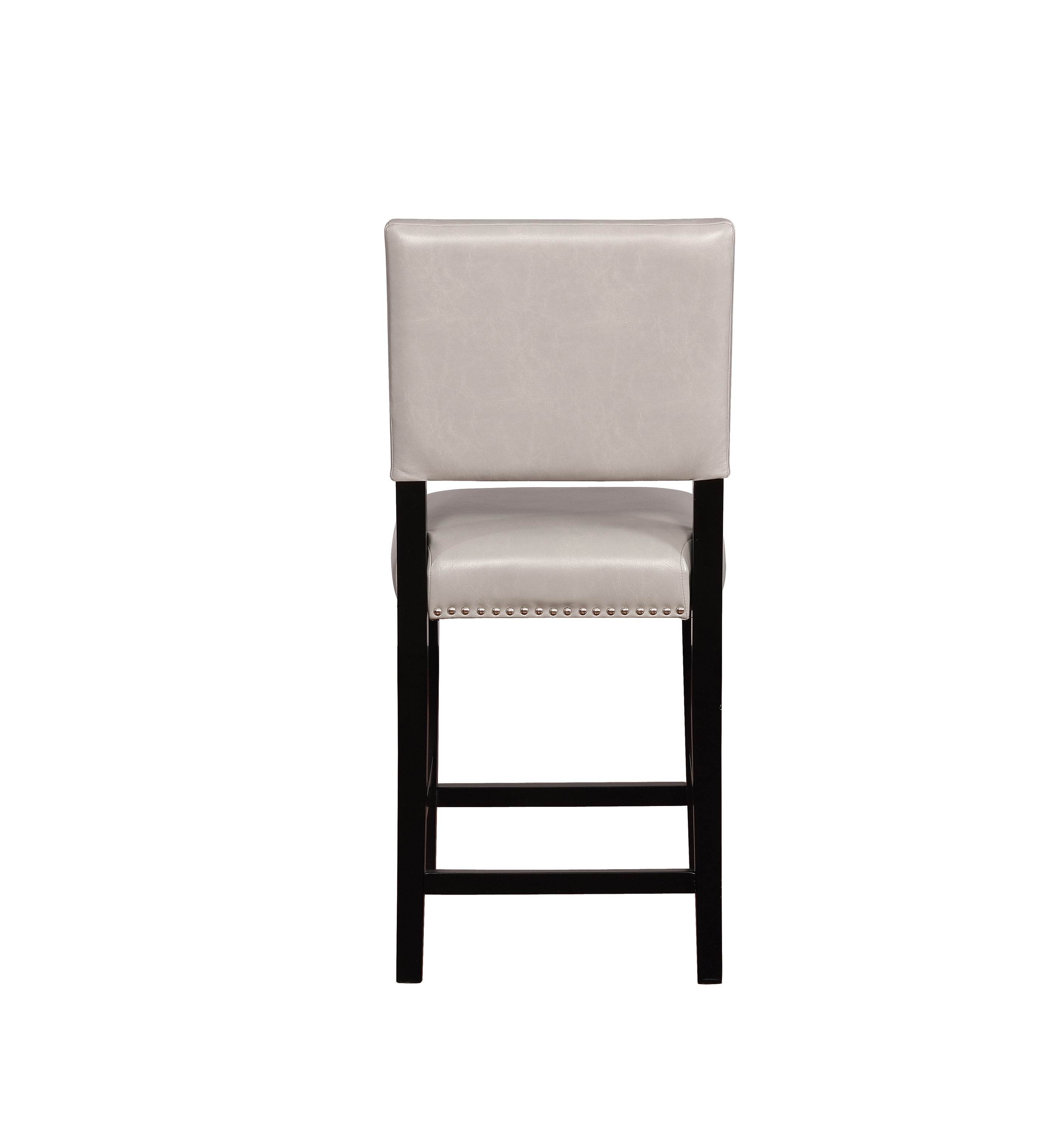 Dove Gray Faux Leather 24" Contemporary Counter Stool with Nailhead Trim
