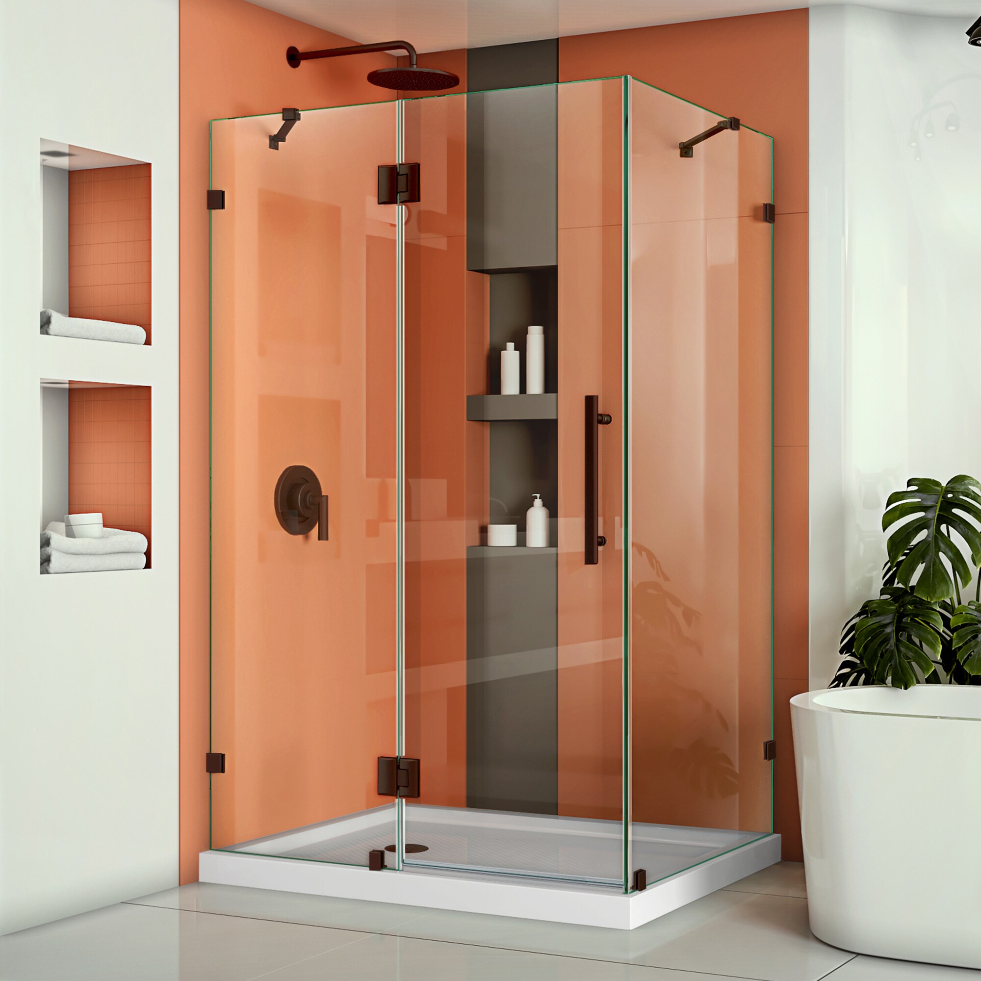 34" Chrome and Clear Glass Semi-Frameless Swing Shower Door