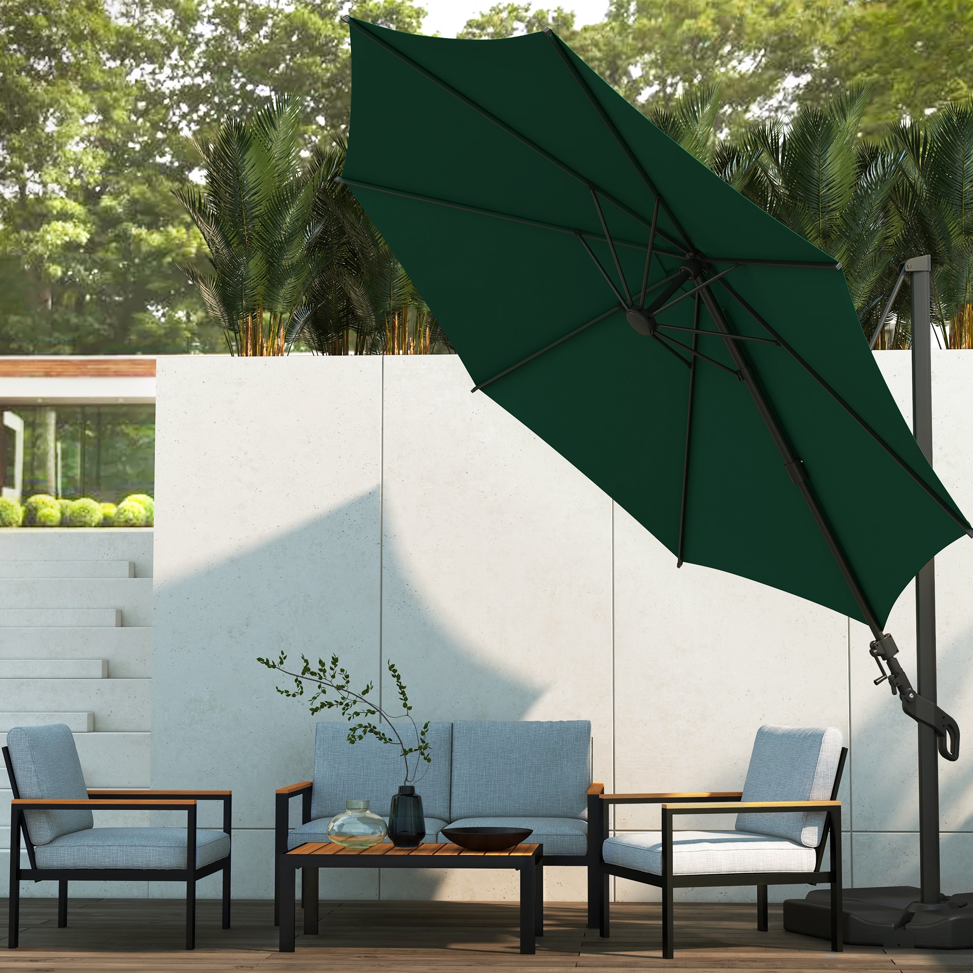 10ft Dark Green Aluminum Cantilever Patio Umbrella