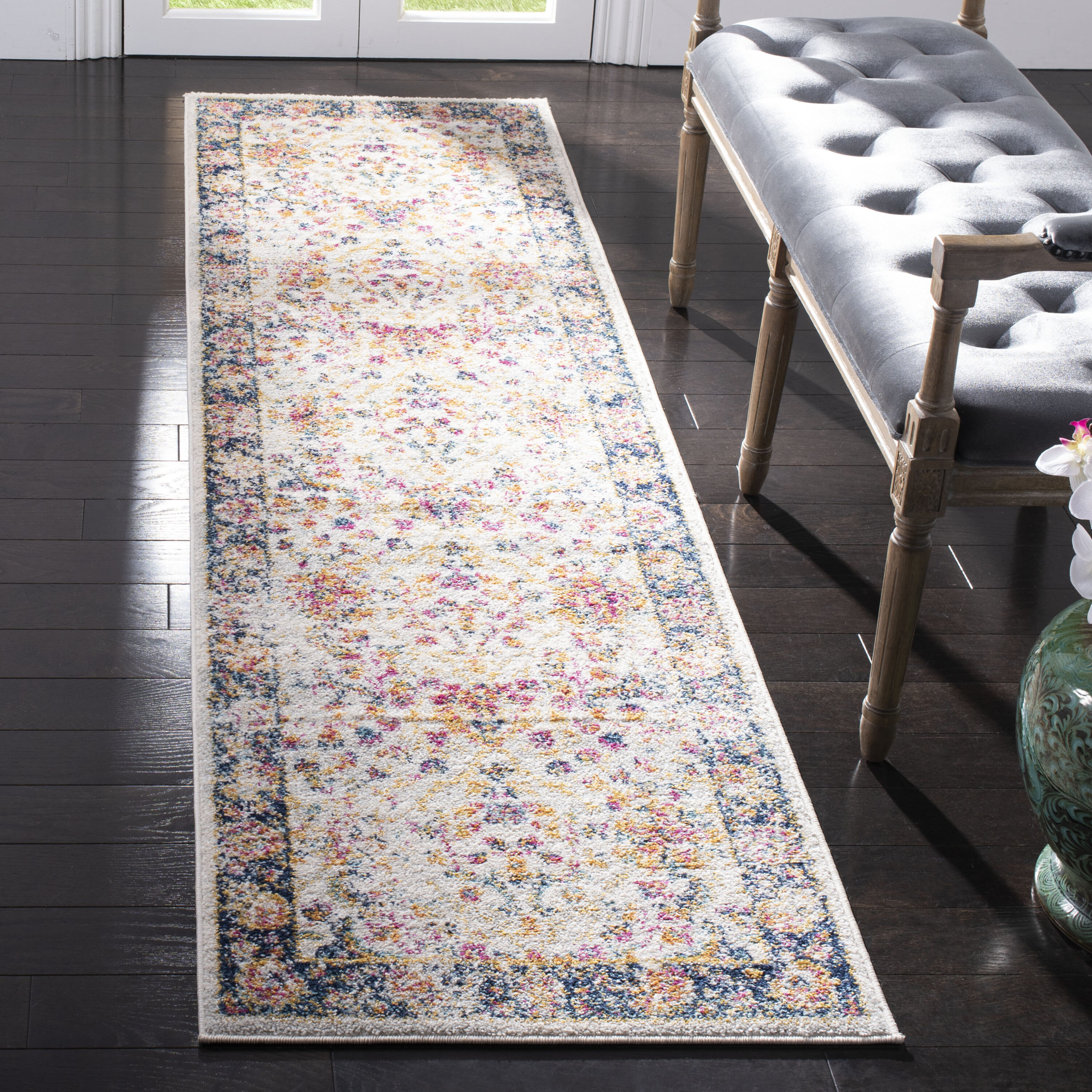 Madison 609D Cream Navy 2in-3ft x 12in Rug