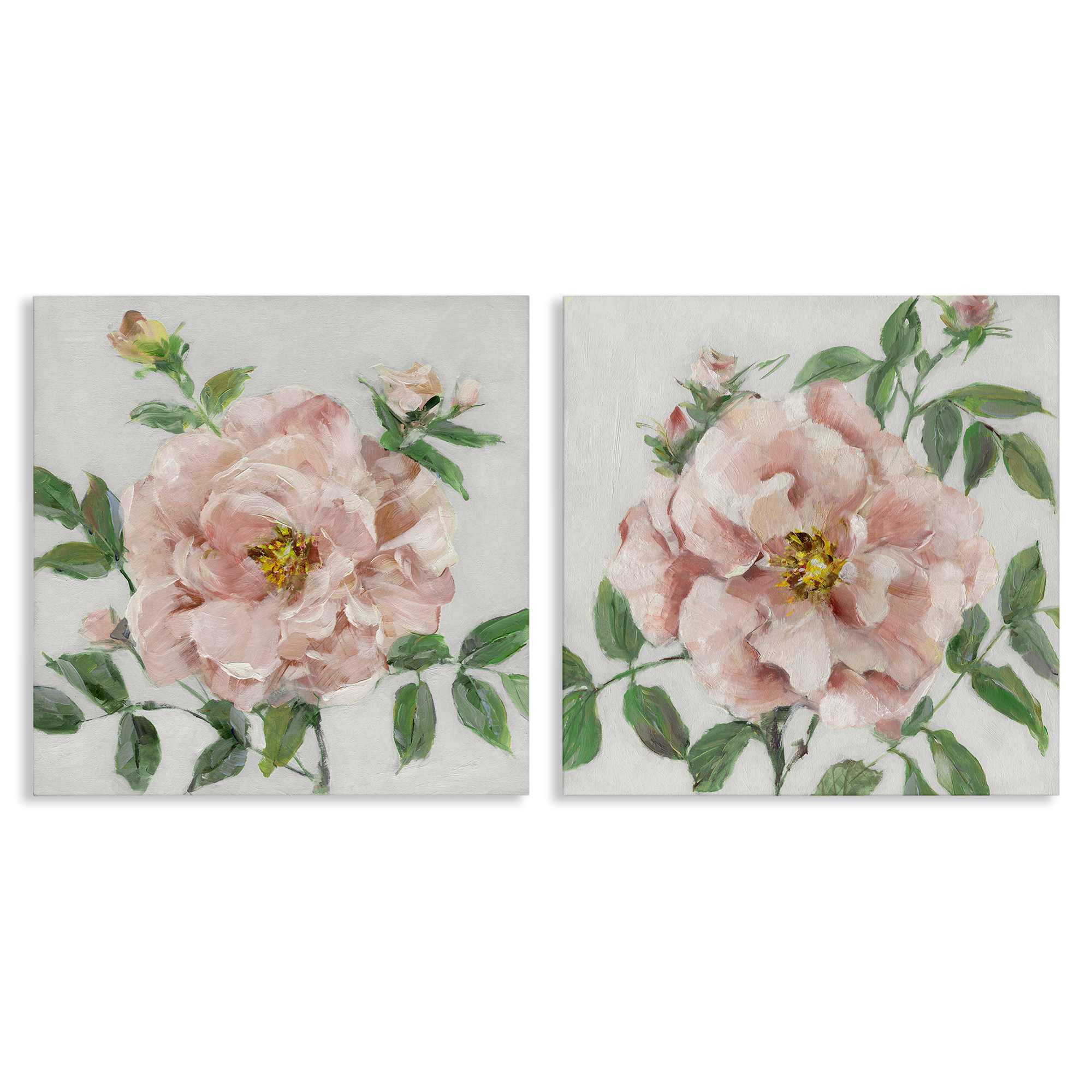 Stupell Industries B2-730-CN-2PC-17X17 Soft and Subtle Peonies 2 Piece Canvas Wall Art Set By Sally Swatland 17 x 17