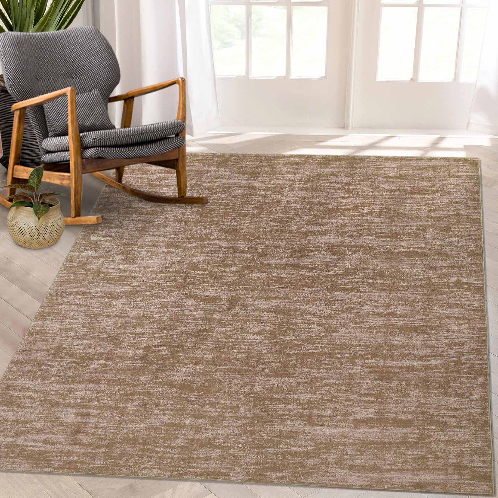 Garvee YXY-LO-PHO-0W1NEZ27 9 x 12 (ft) Loomed Polyester Camel Rectangular Indoor/Outdoor Solid Rustic Machine washable Area rug