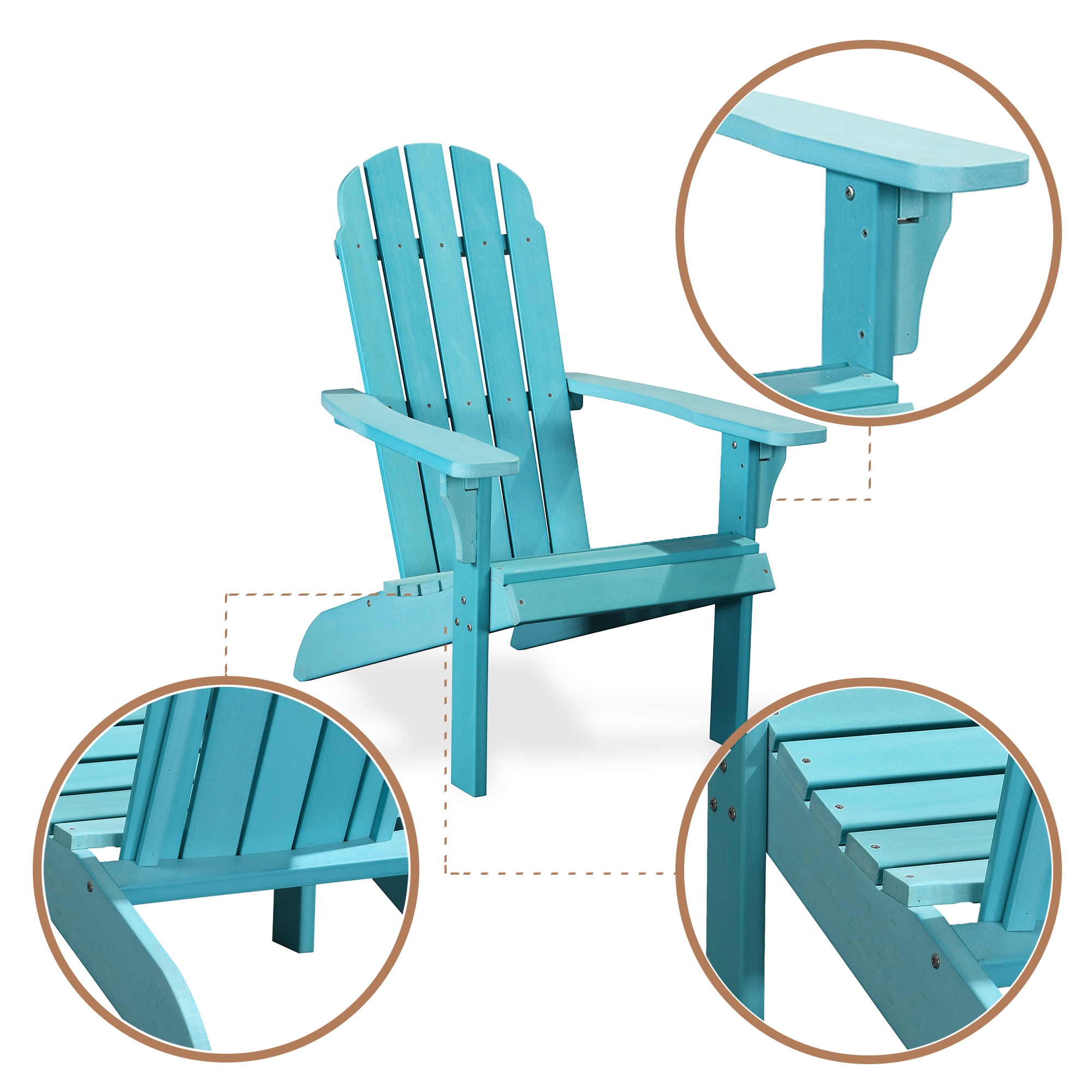Blue Poly Lumber All-Weather Adirondack Chair with Arms