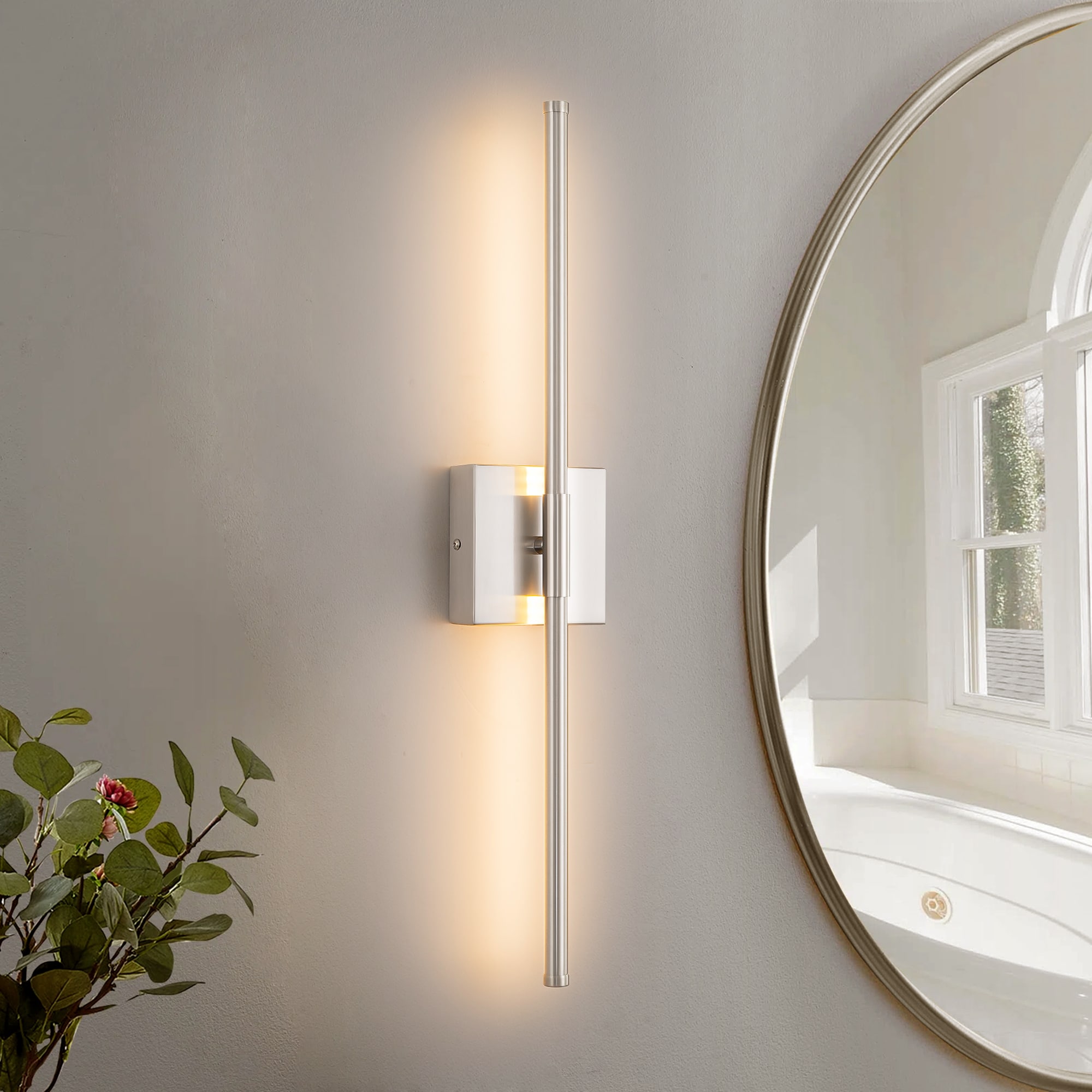Rennnsan WS810161678 Allison 23.62-in W 1 -Light Chrome Integrated LED Wall Sconce
