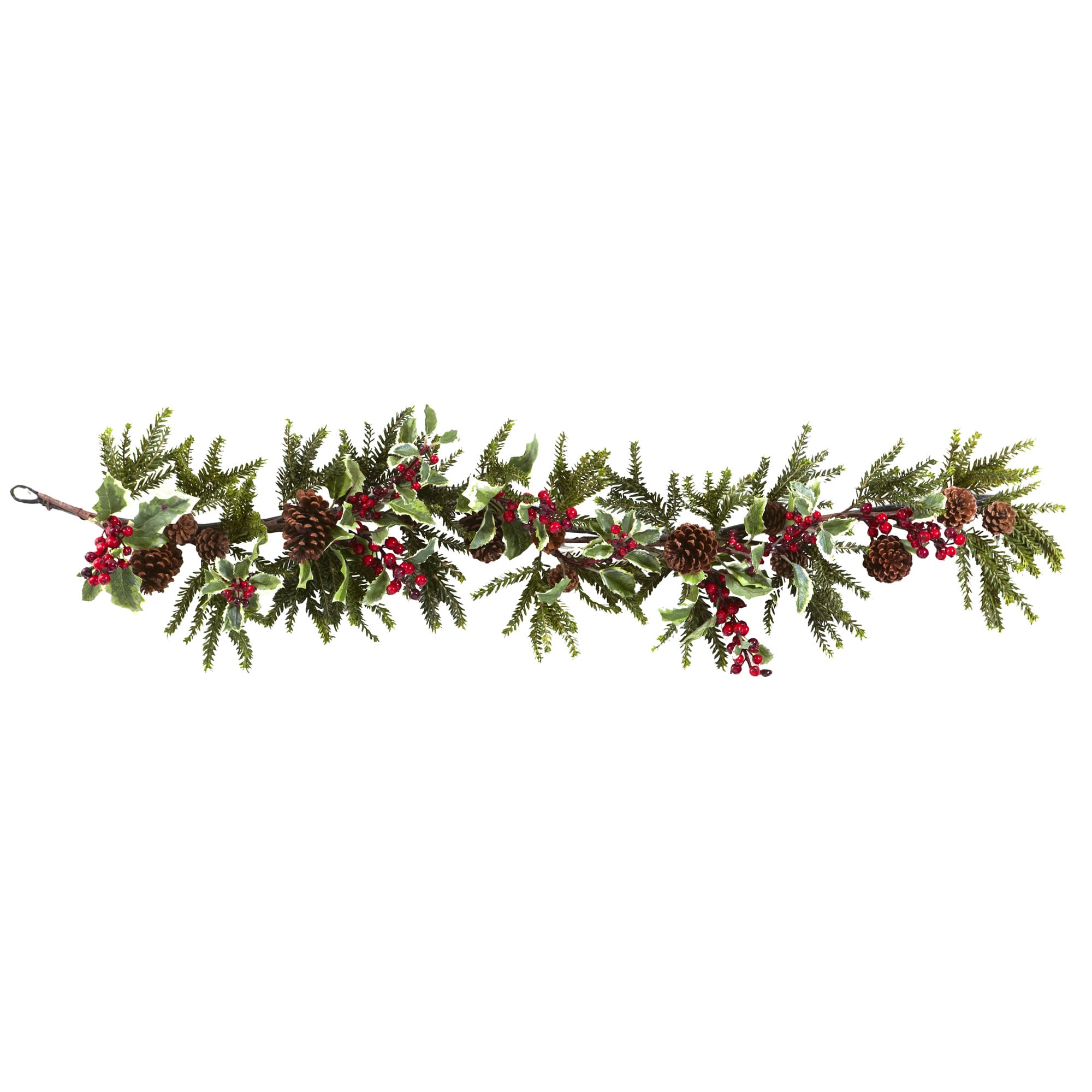 Nearly Natural Indoor 4 5 Ft Pinecone Artificial Garland At Lowes Com   10499768 