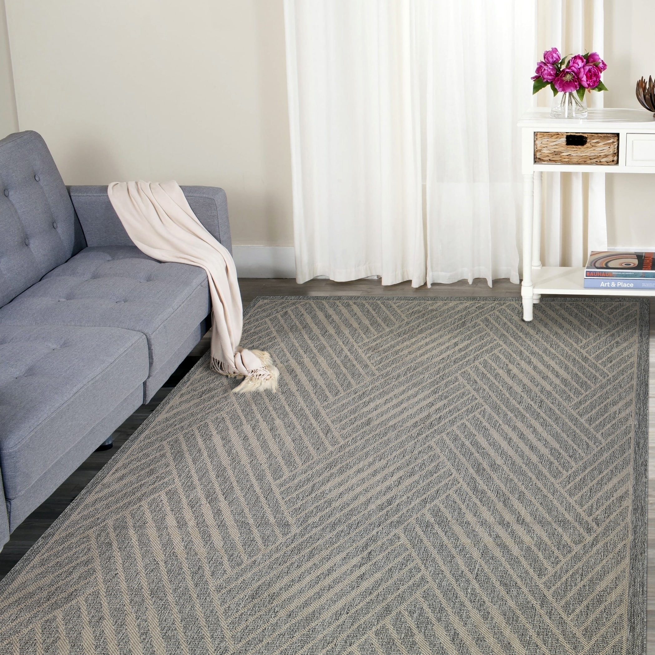 AMER MRY50810 Maryland 8 x 10 (ft) Loomed Polypropylene Cream Rectangular Indoor/Outdoor Geometric Mid-Century Modern Area rug