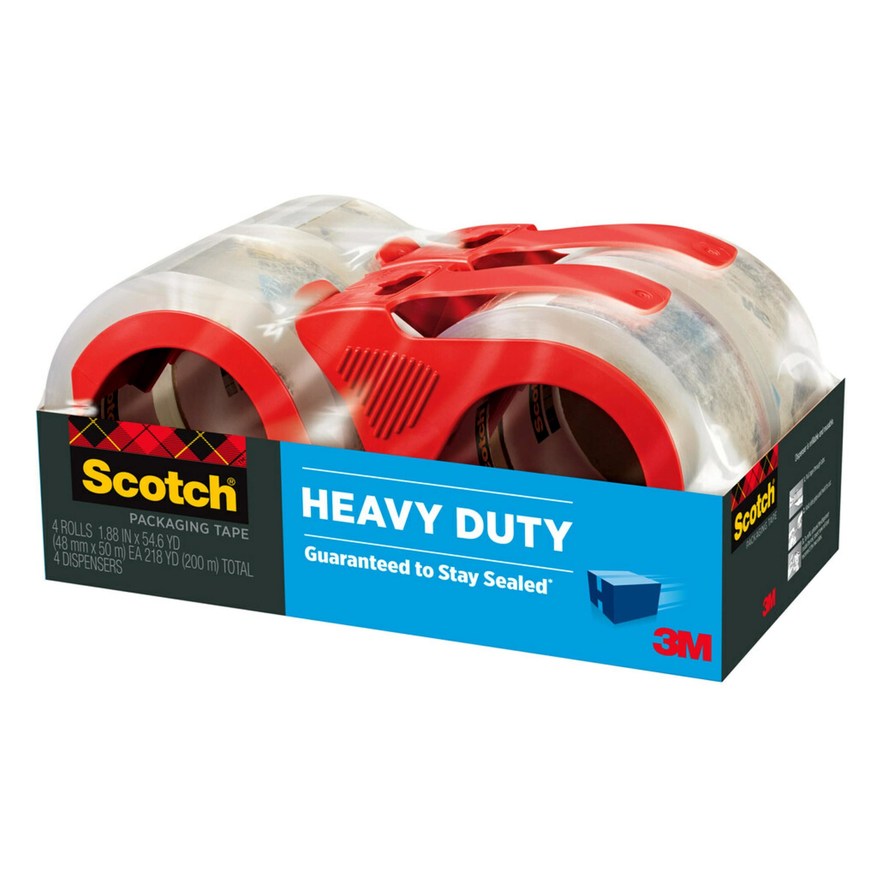 Scotch 4-Pack 1.88-in x 54.6 Yards Heavy Duty Packaging Tape (Dispenser  Included) in the Packing Tape department at