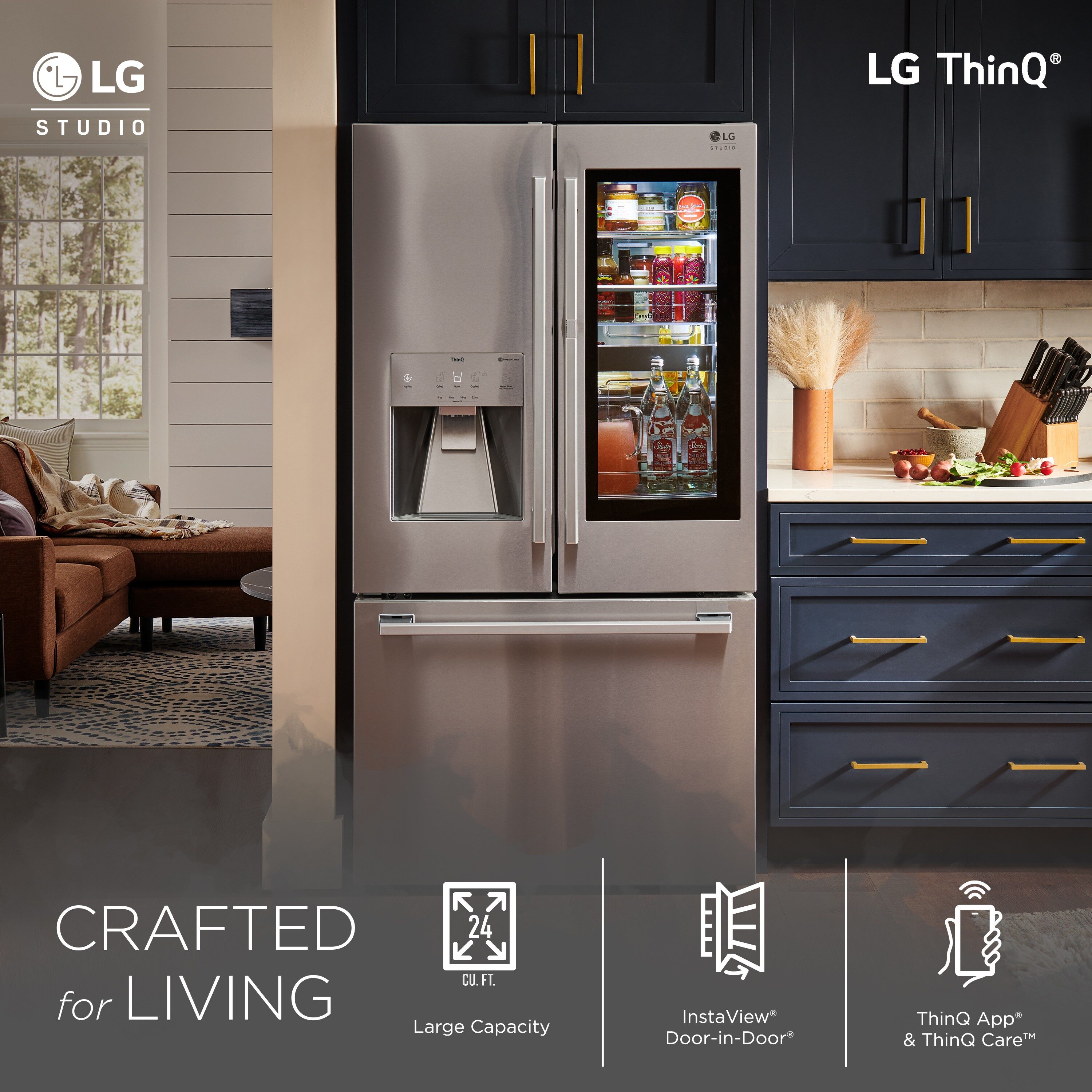 LG 24 Cu. Ft. French Door Counter Depth Refrigerator with Craft Ice Maker  in Stainless Steel