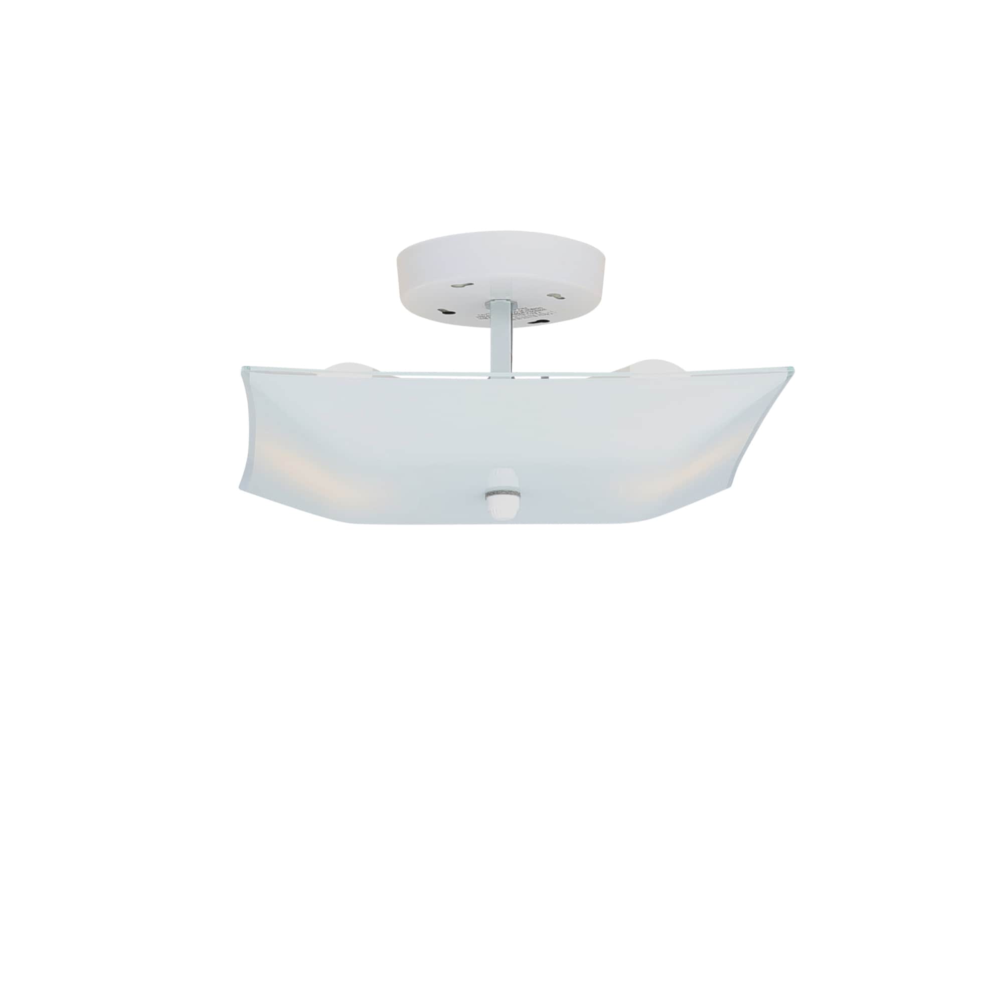 White Square Glass Flush Mount Ceiling Light