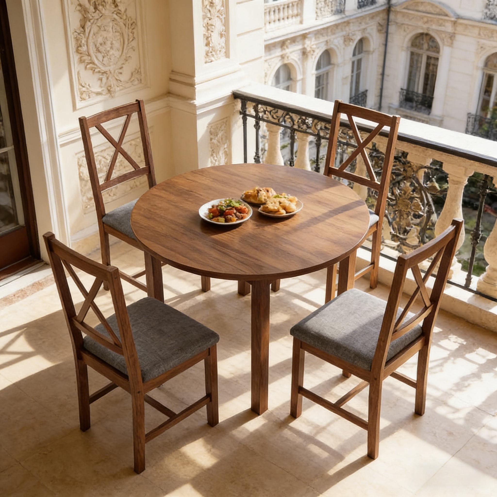 LOVMOR Set of 4 Farmhouse Foam and Linen and MDF and Rubber Wood Dining ...