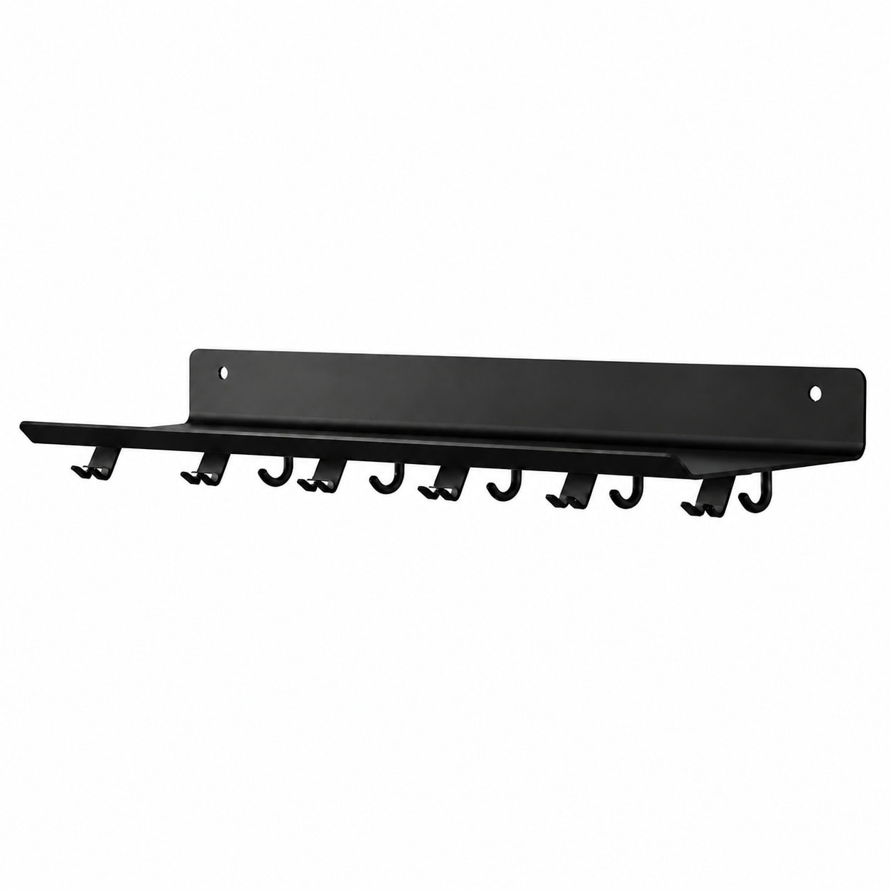 Aoibox  1 Tier Floating Wall Shelf for T Bracket Gym Accessories with 6 Mounts 5 Hooks Rust Resistant Metal