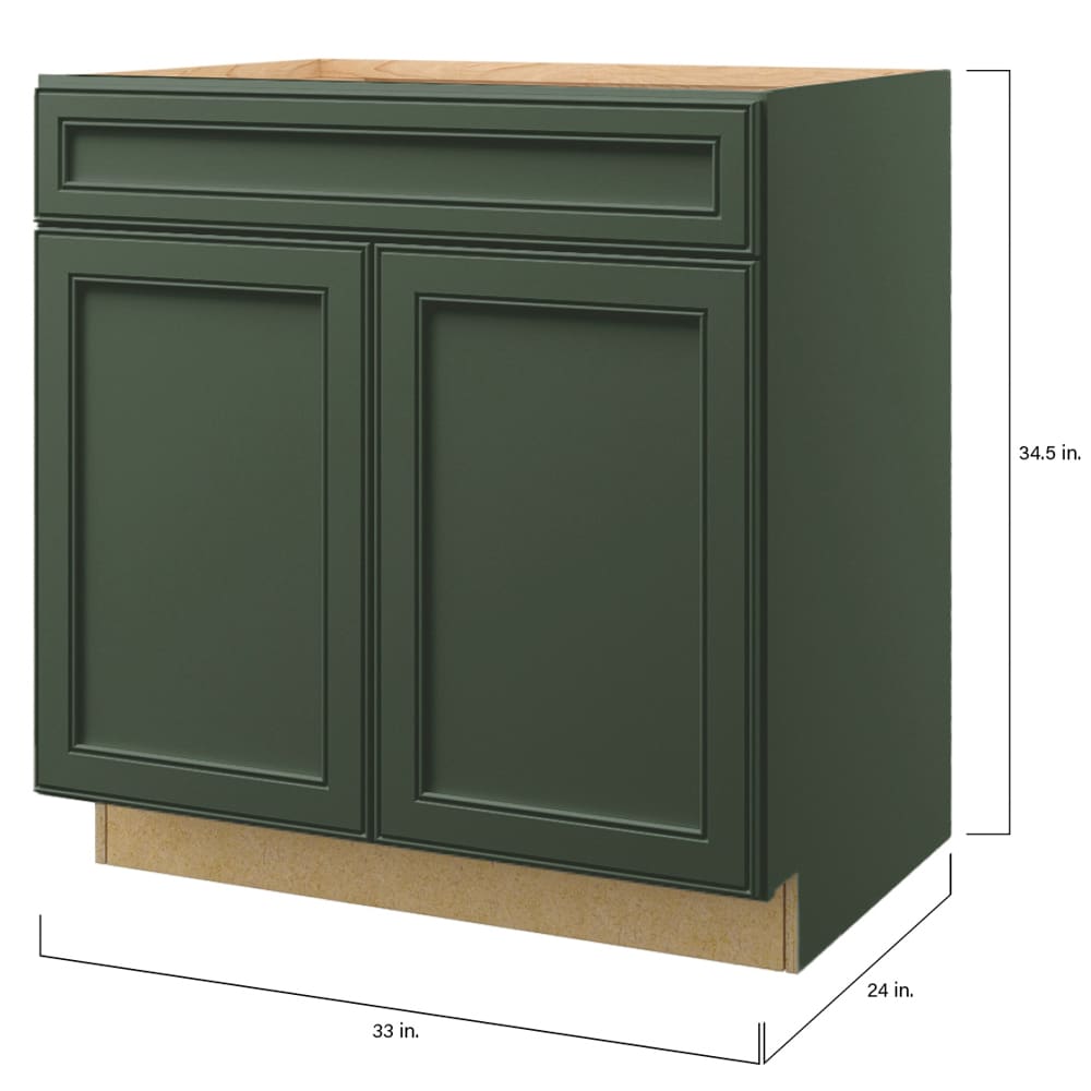 allen + roth 407HR Heathrow 33-in W x 34.5-in H x 24-in D Sage Base Fully assembled Cabinet (Recessed Panel Square)