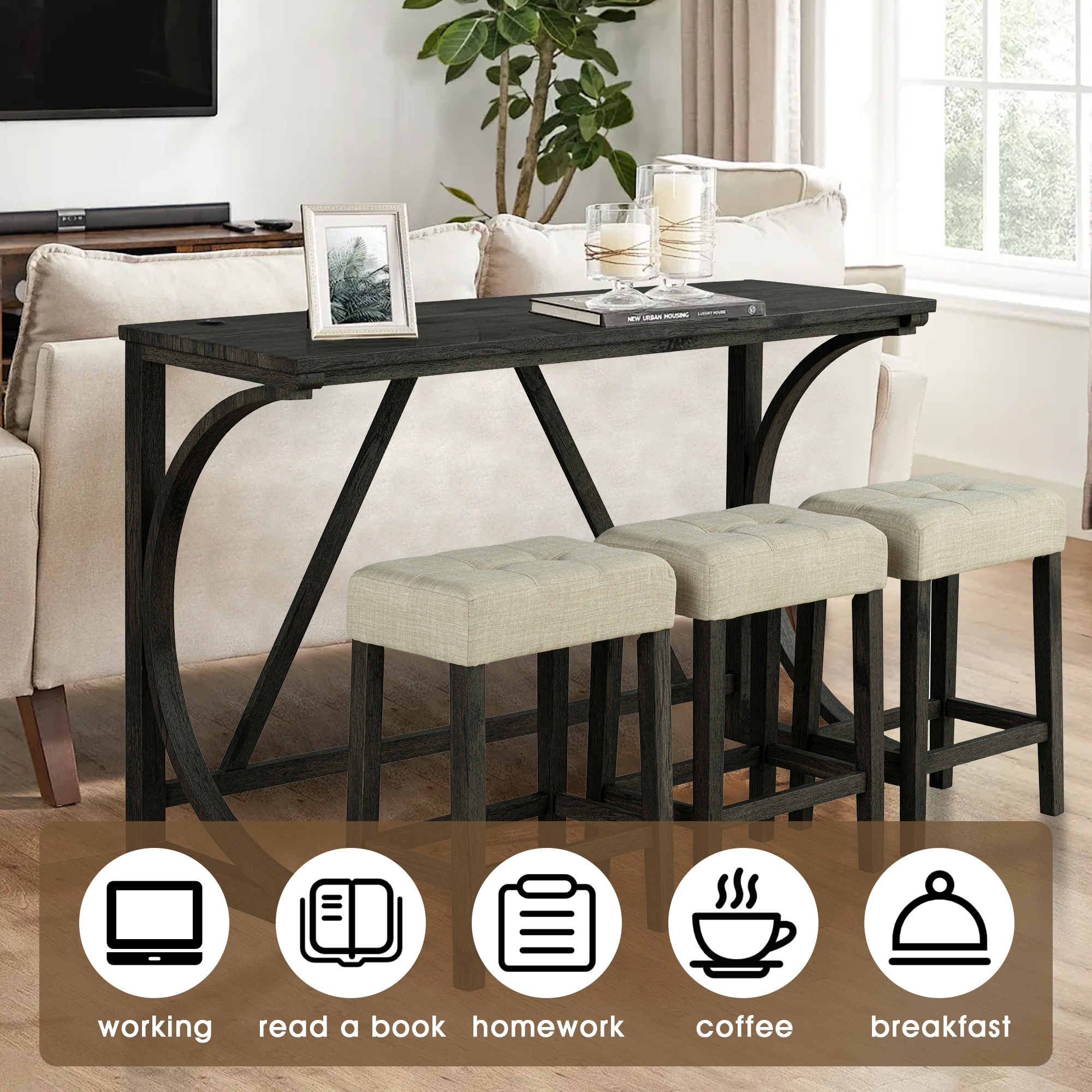 IHOMEadore MDSL3403BR-PT-4PK Dining-Sets - View #3