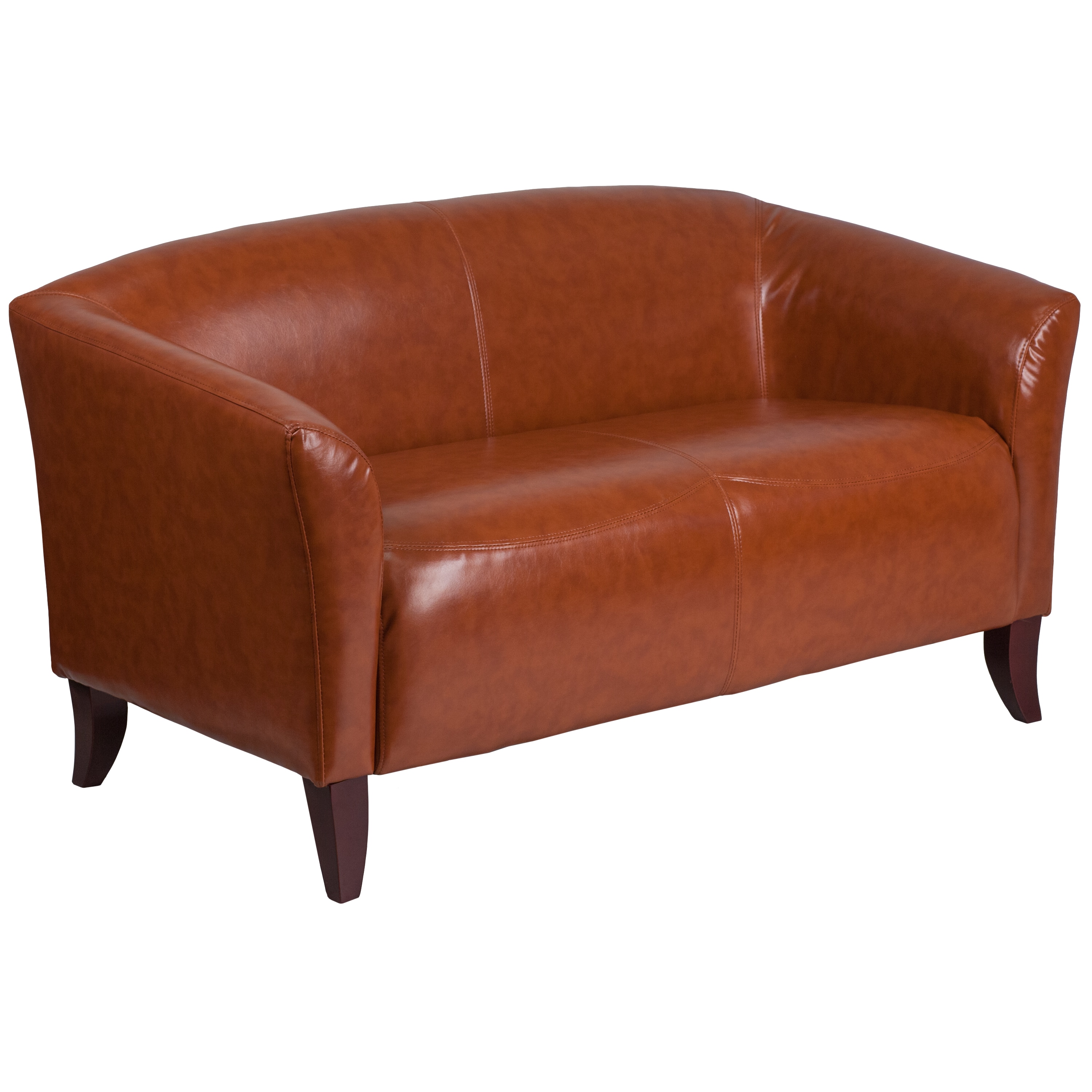Flash Furniture 889142078074 Imperial Series 52-in Modern Cognac Faux leather 2 -seater Loveseat