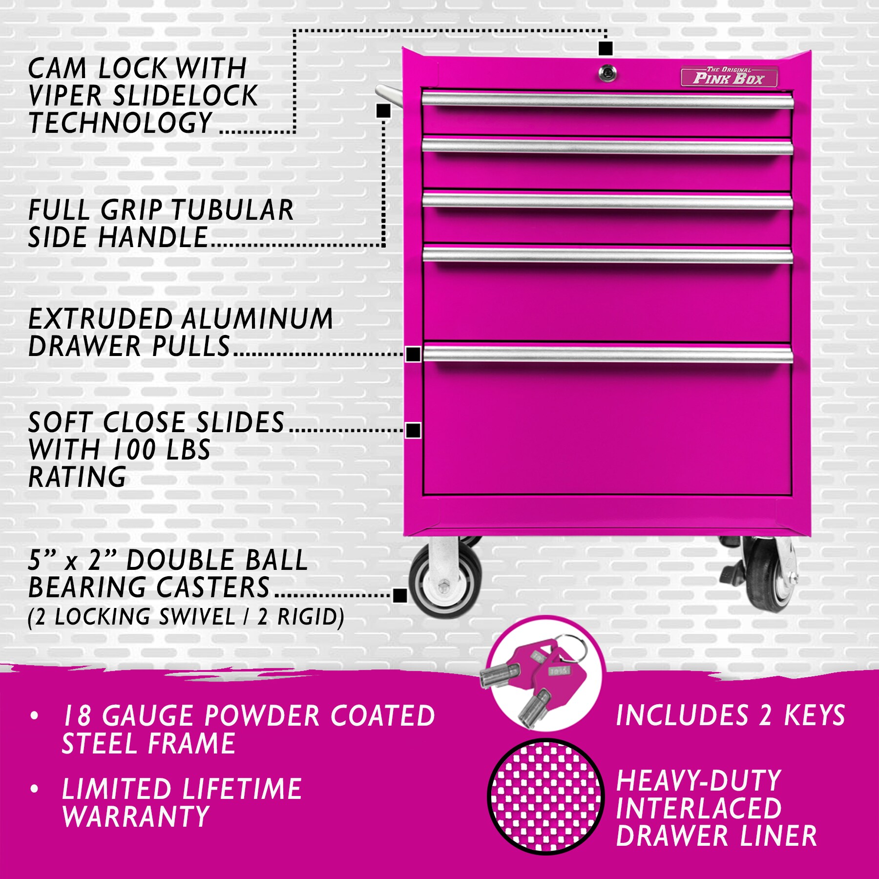 Viper Tool Storage 26.62-in W x 37.5-in H 5-Drawer Steel Rolling Tool  Cabinet (Purple) in the Bottom Tool Cabinets department at
