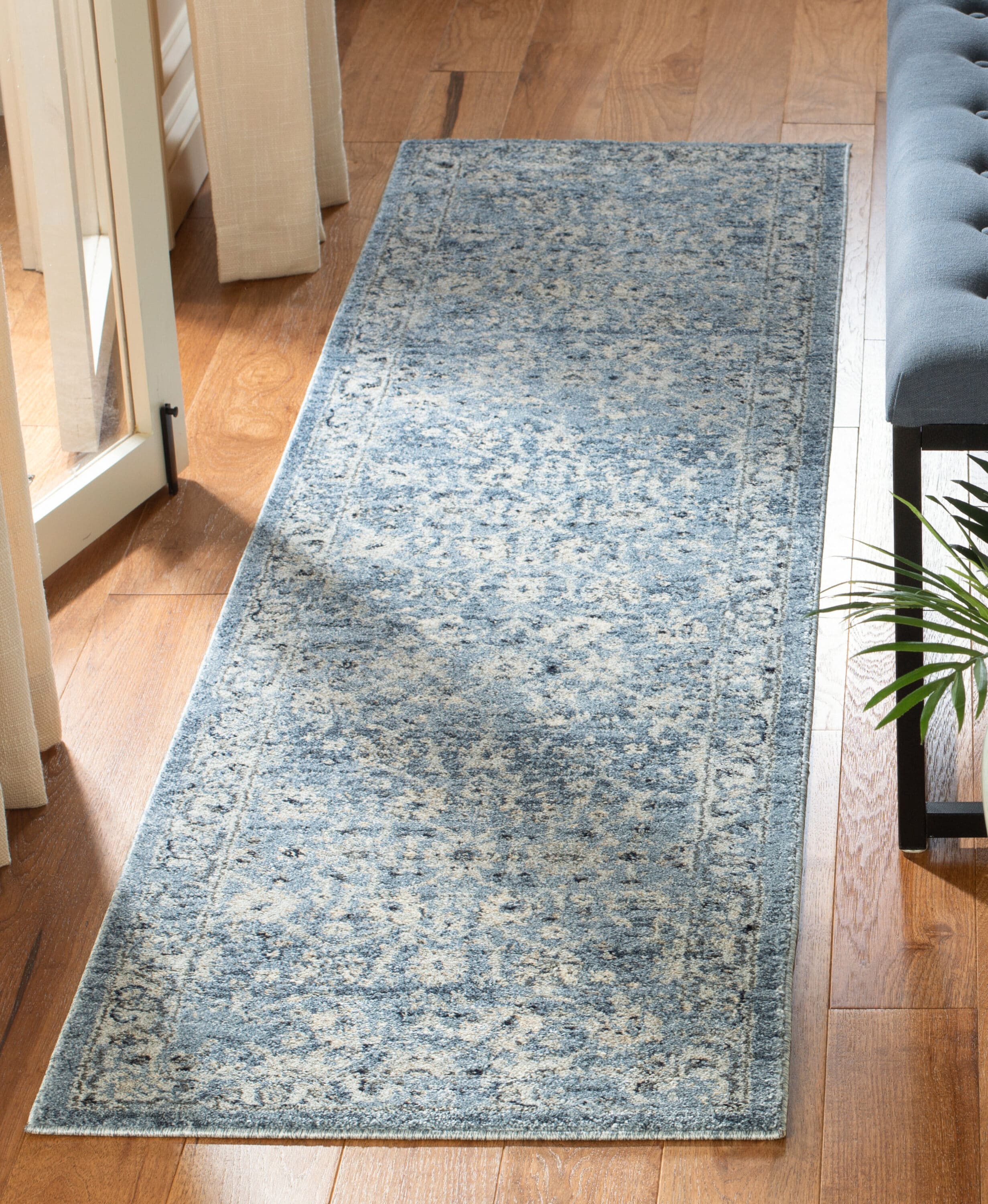 Safavieh CHL413N-28 Charleston Khotan 2 x 8 (ft) Loomed Polypropylene Navy/Light Gray Rectangular Indoor Distressed/Overdyed Runner rug
