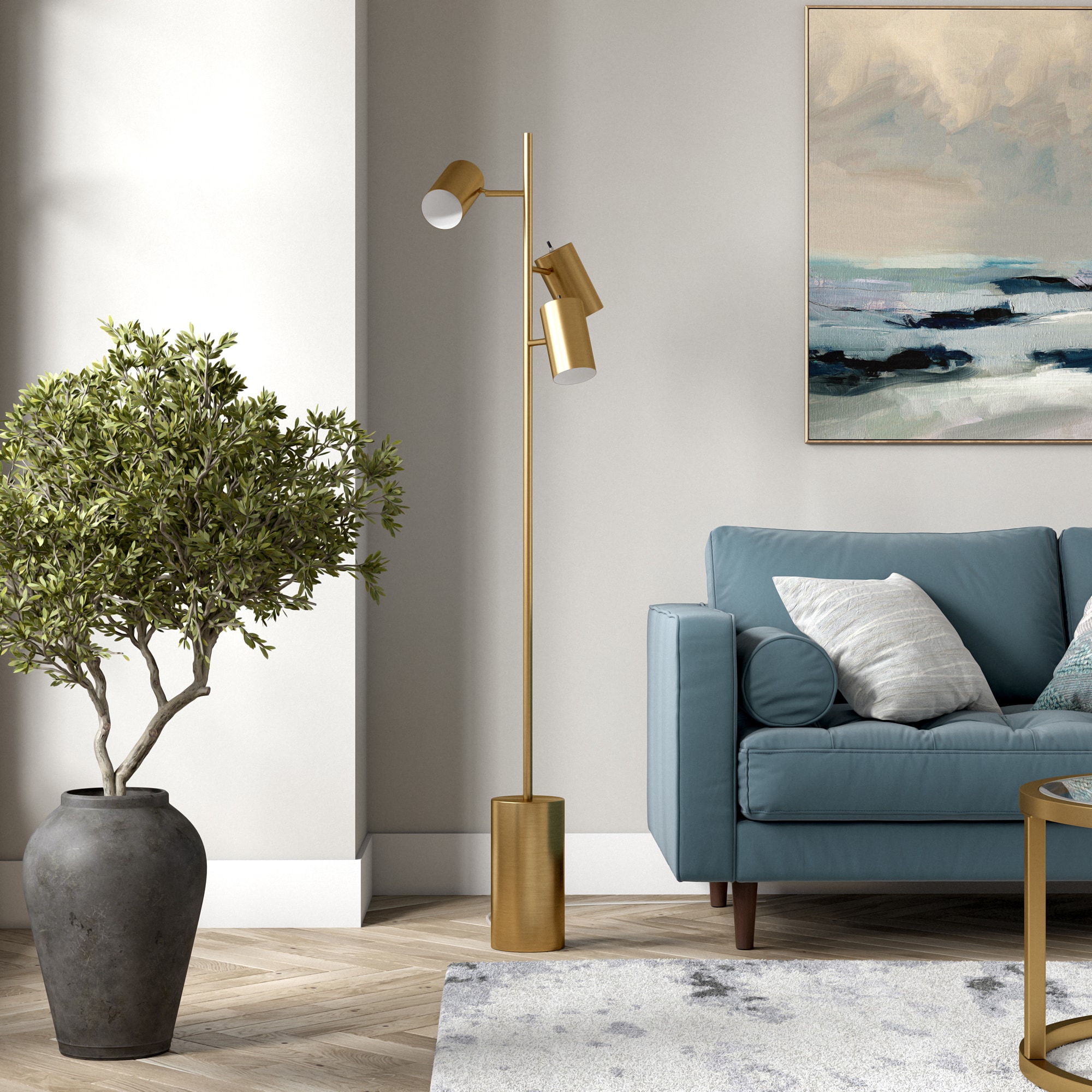 Hailey Home FL1578 Dorset 65-in Brass Standard Floor Lamp with Metal Shade