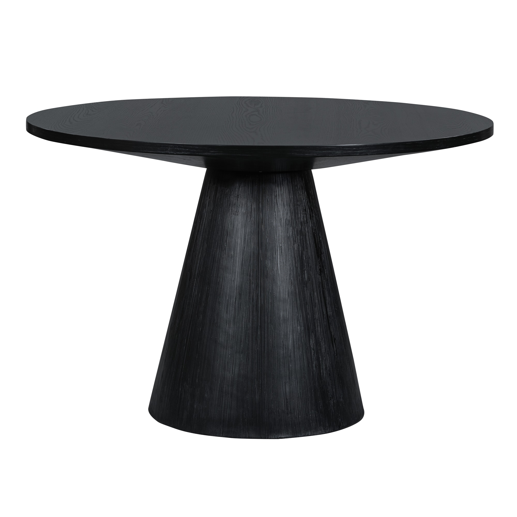 SINOFURN SYA330138BK Black Round Rustic Dining Table, Wood with Finished Wood Pedestal Base 46.5-Inches L x 30.3-Inches H