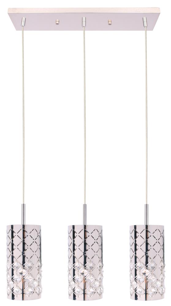 BELDI 24279-P3 Marsala 3-Light Chrome Transitional Cylinder Hanging Pendant Light