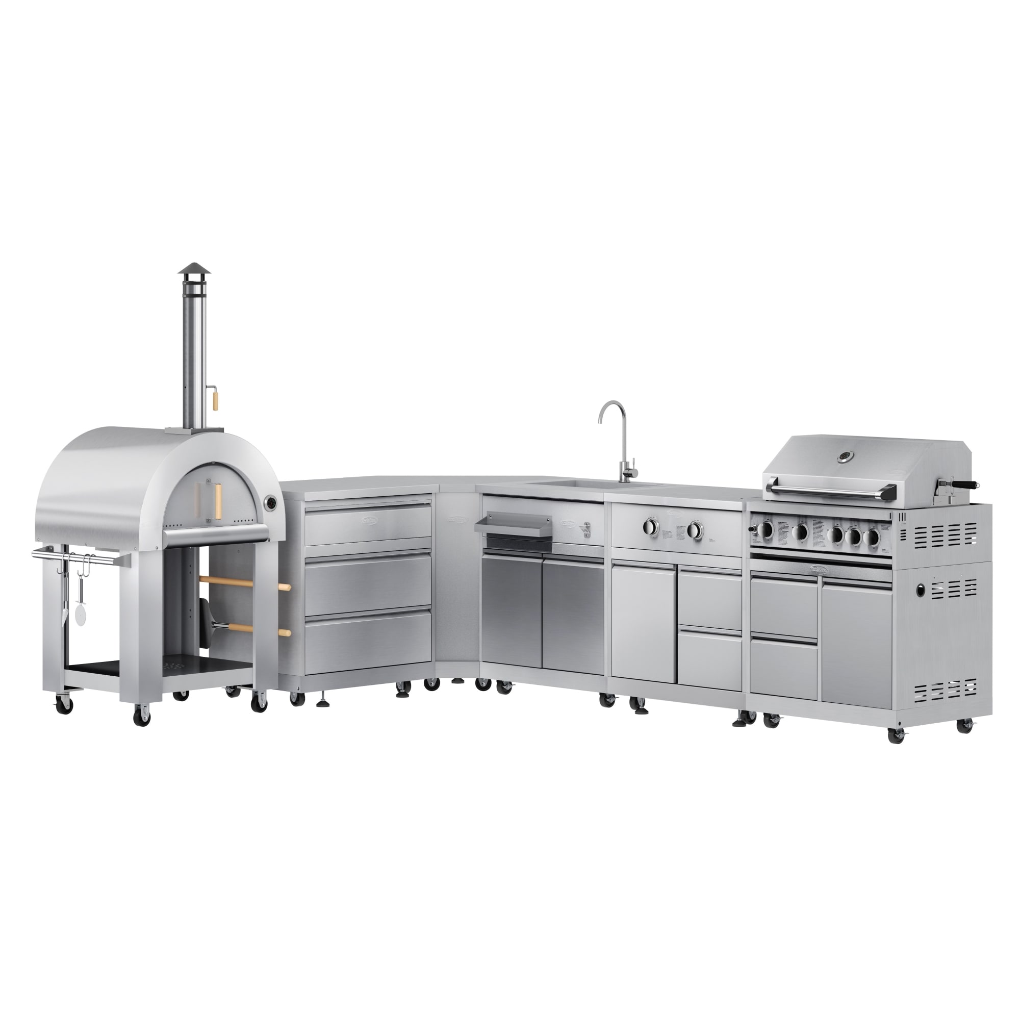 KoolMore LOW-KM-OK110  7 -Piece 152-in W x 32-in D x 80-in H Modular Outdoor Kitchen Grill with bar/counter top 2 Burners