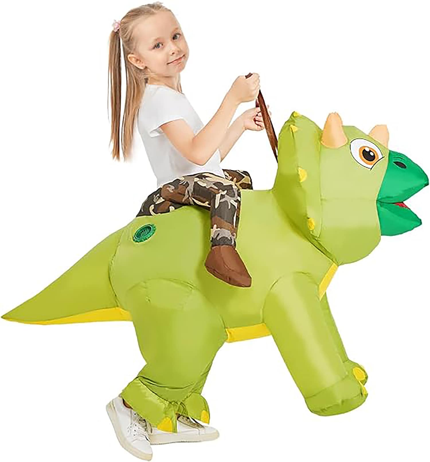 GOOSH DJ-FZ-80396-55  55 inch Inflatable Dinosaur Costume Kids Triceratops Costume Halloween Dinosaur Blow up Costumes Kids Dinosaur Costumes